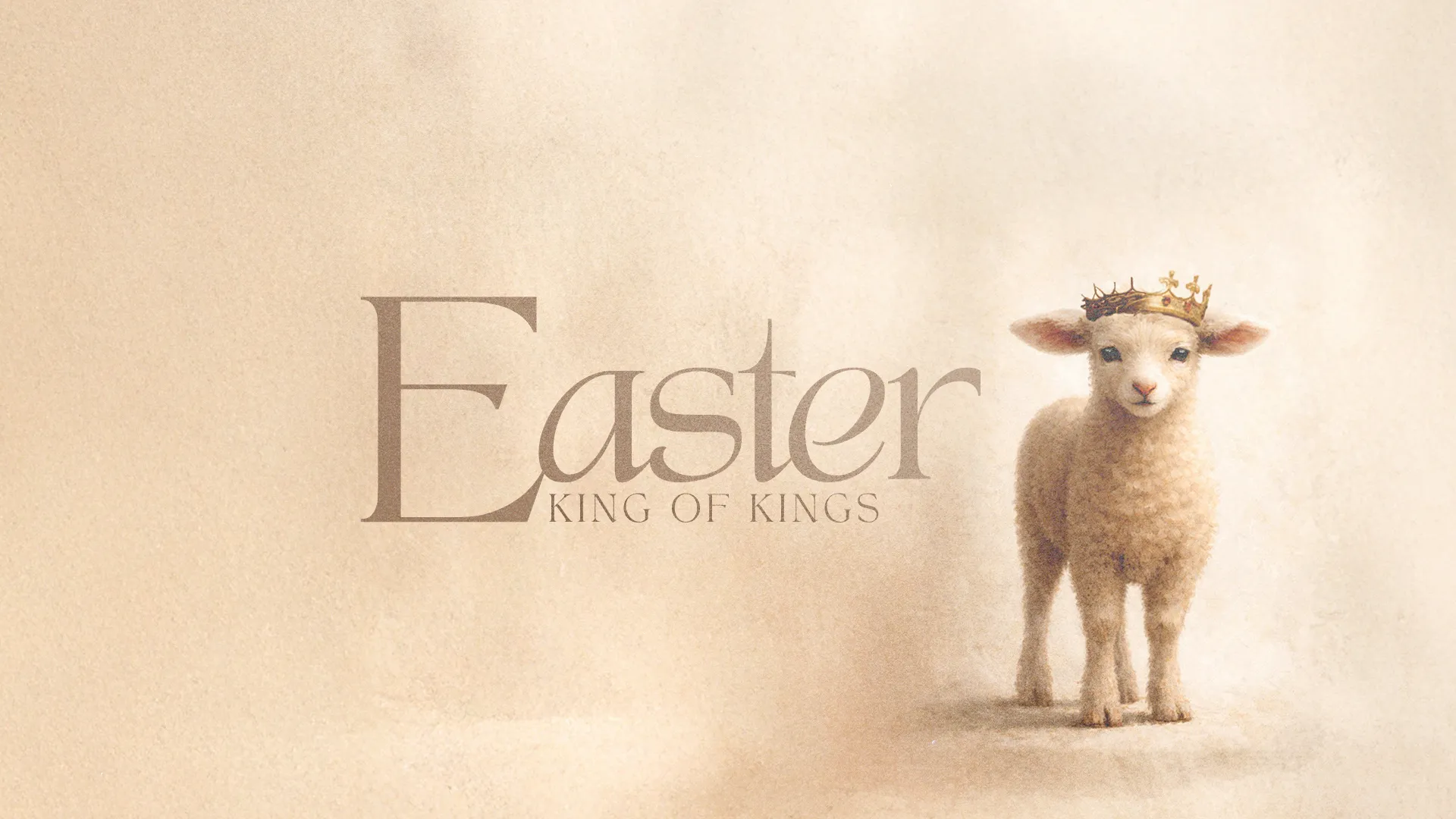 Easter theme featuring a crowned lamb, symbolizing Jesus as the King of Kings, evoking faith and renewal.