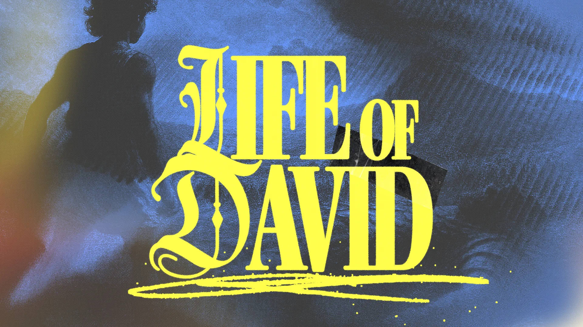 "Bold title 'Life of David' with a silhouette, symbolizing faith, worship, and biblical storytelling."