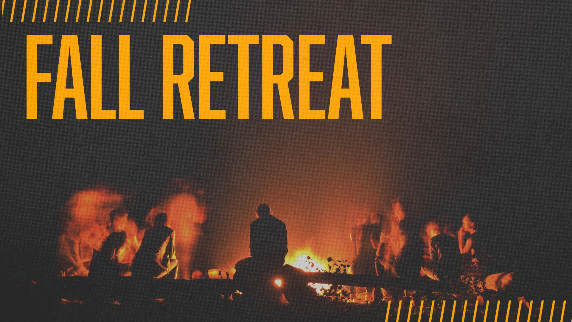 Gathering around a warm campfire, community members connect during a fall retreat, fostering faith and fellowship.