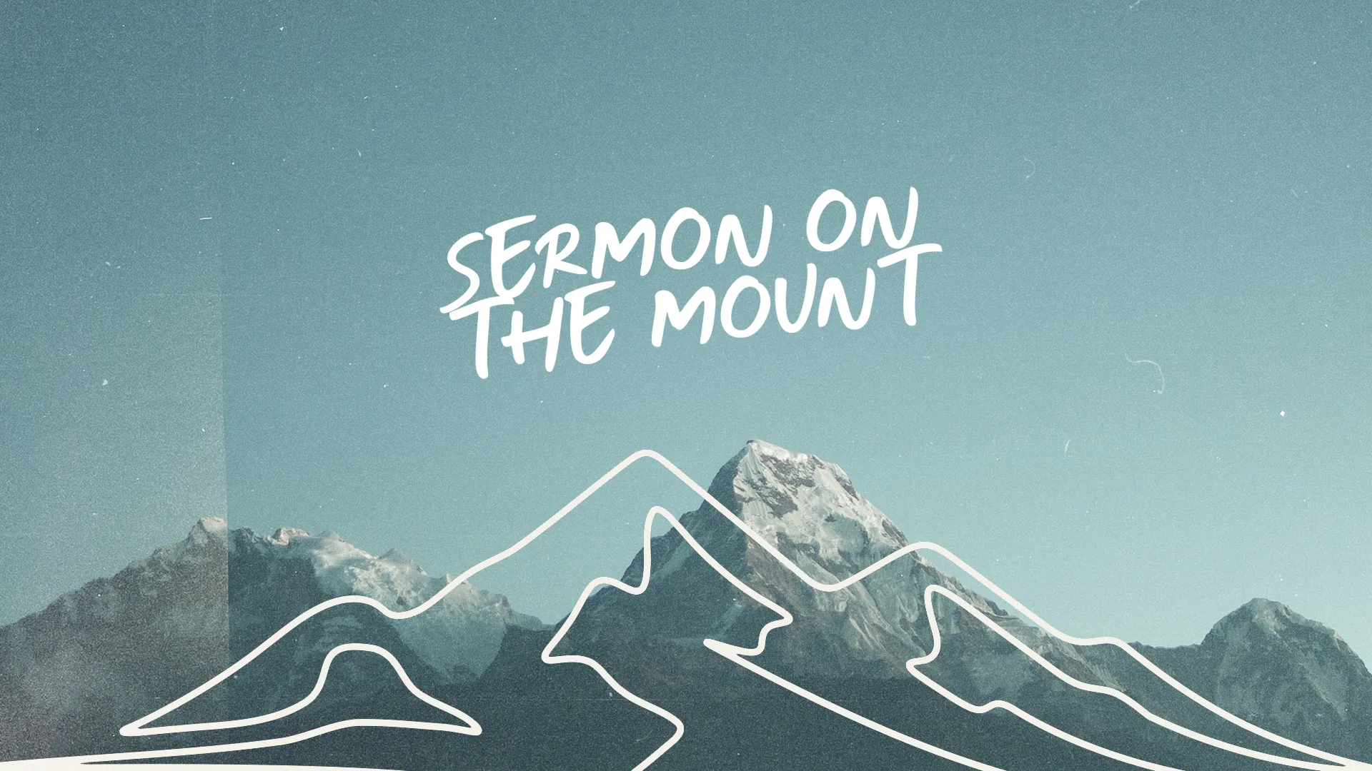 Mountains under a clear sky with the text "Sermon on the Mount," symbolizing faith and biblical teachings.