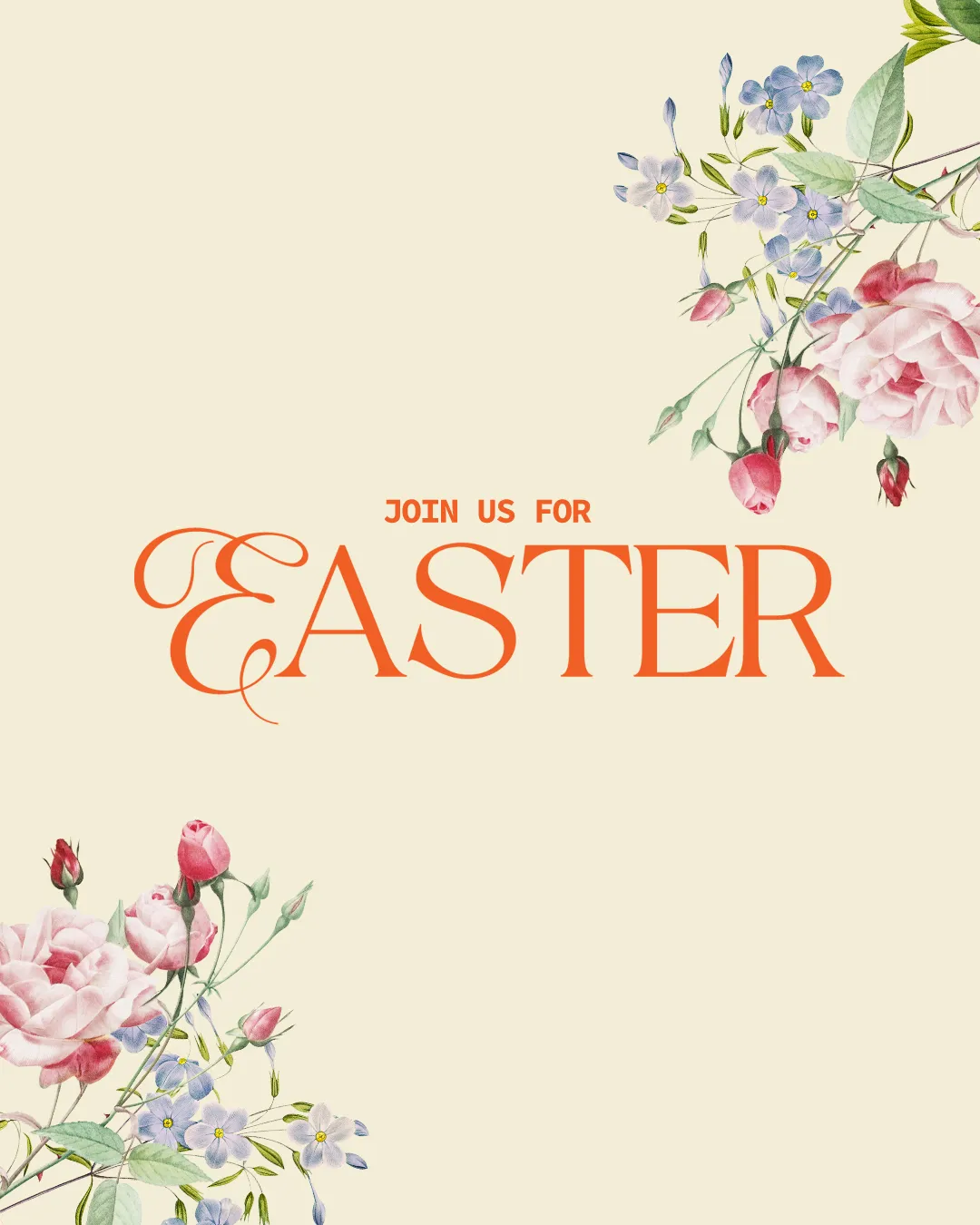 Join us for Easter, adorned with vibrant flowers symbolizing renewal and community in faith.