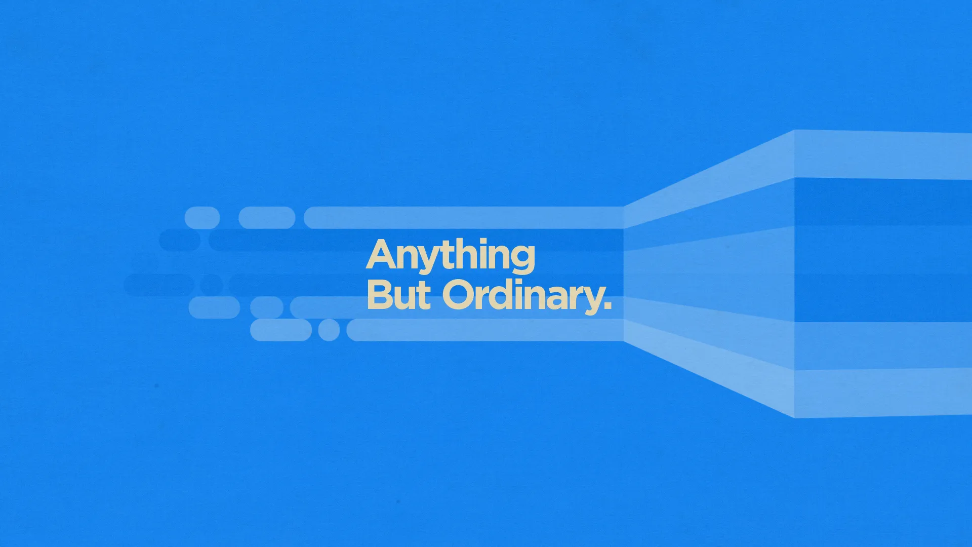 "Anything But Ordinary" text on a vibrant blue background, symbolizing a vibrant faith and community spirit.