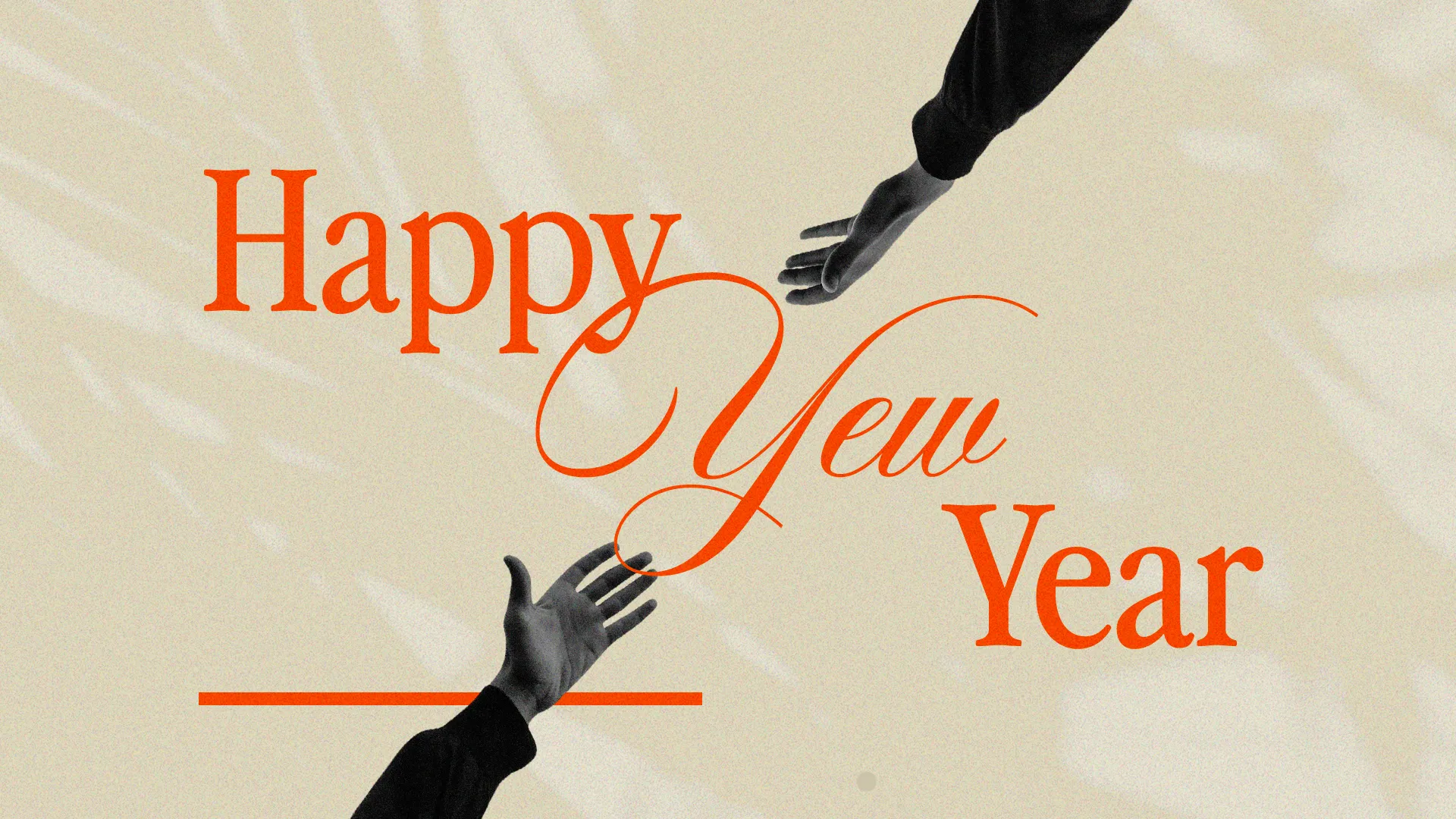 Hands reaching out with "Happy New Year" text, symbolizing community, connection, and new beginnings in faith.