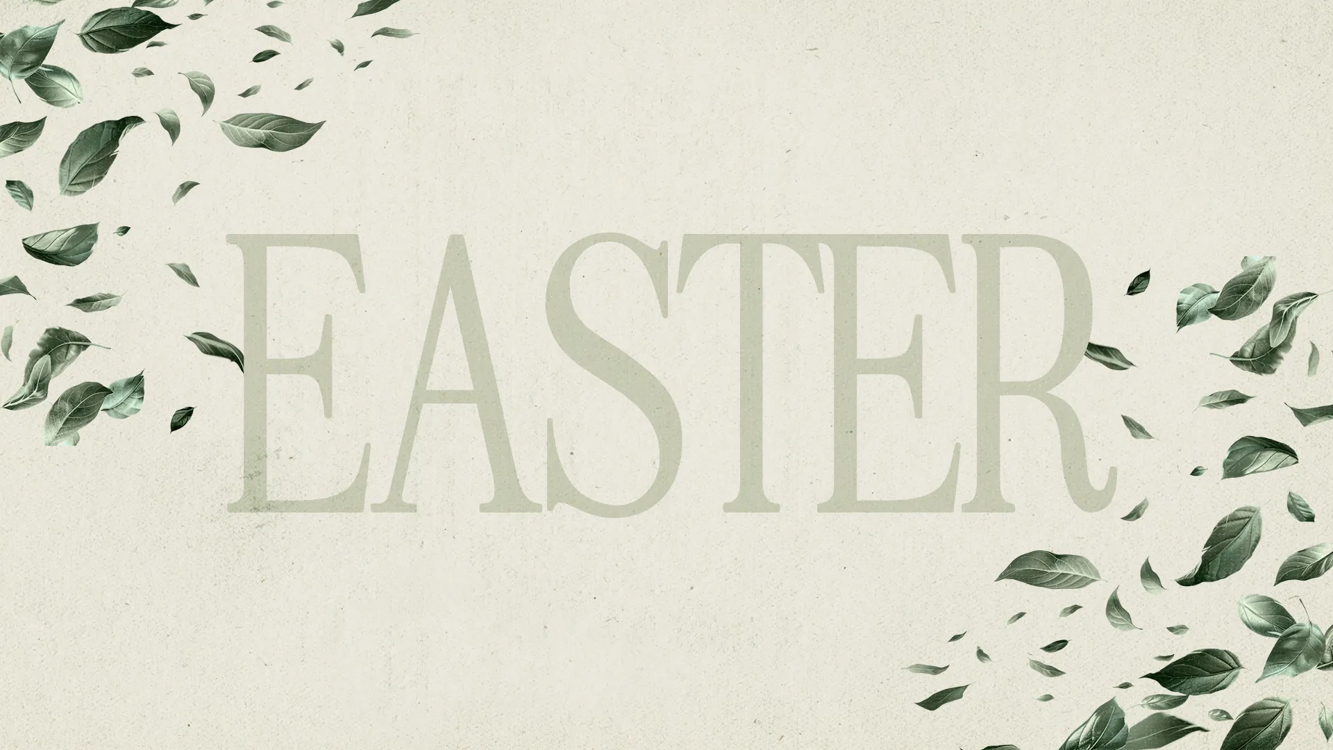 Easter celebration invitation with green leaves, emphasizing community and faith at your church.