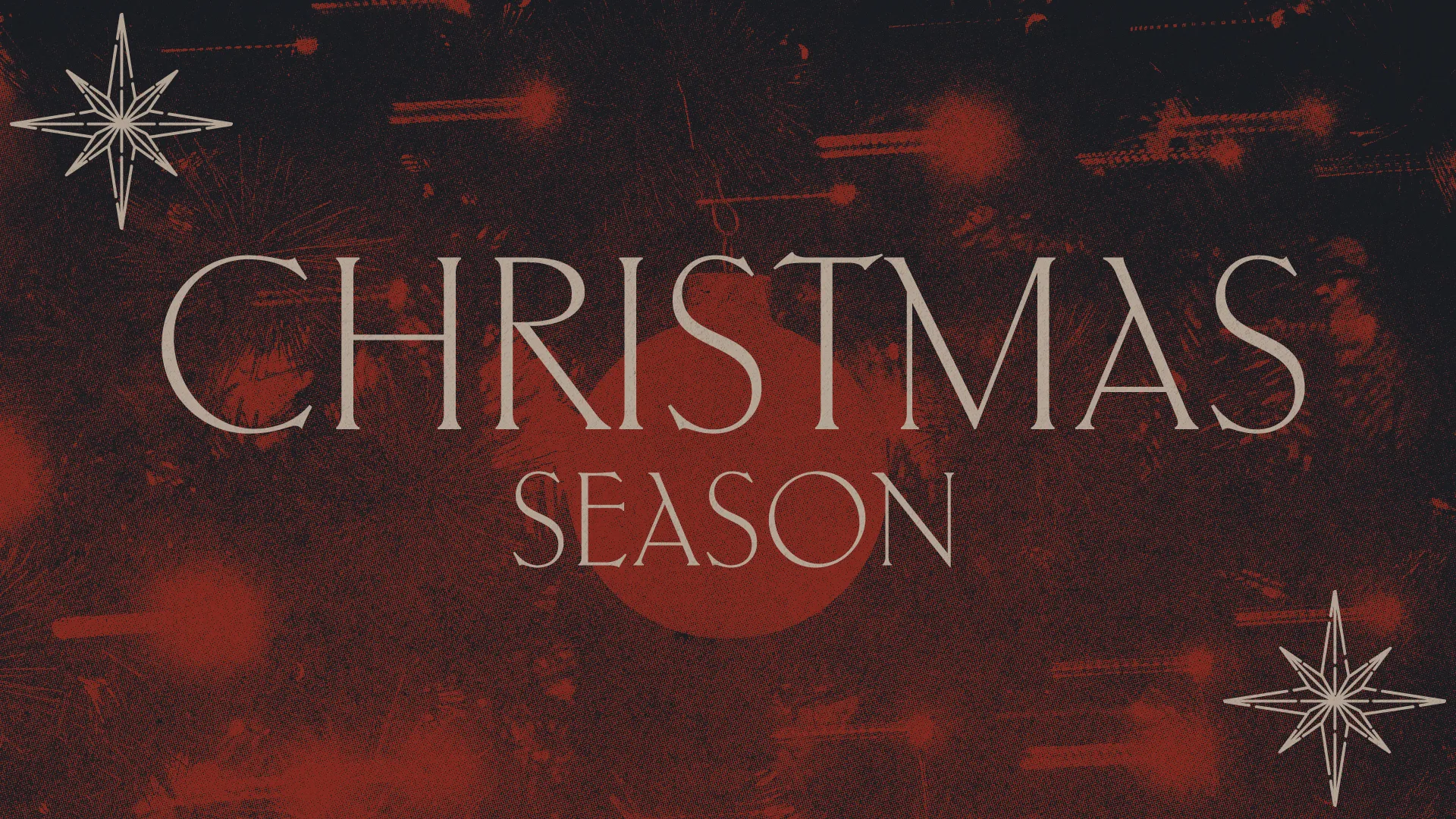 Christmas season announcement with star motifs, inviting community to celebrate faith and worship at your church.