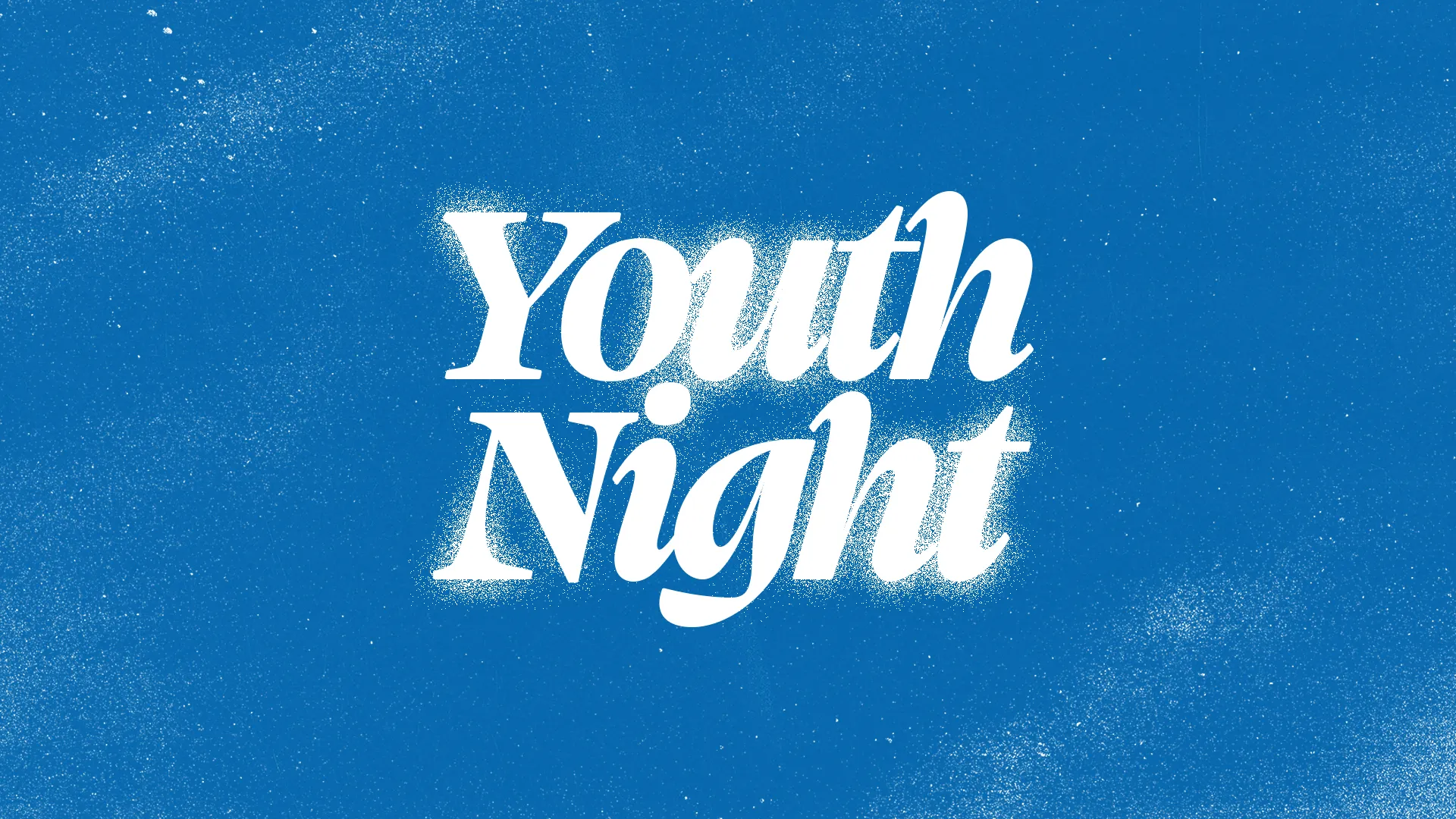Youth Night in bold white text against a vibrant blue background, symbolizing community and spiritual engagement.