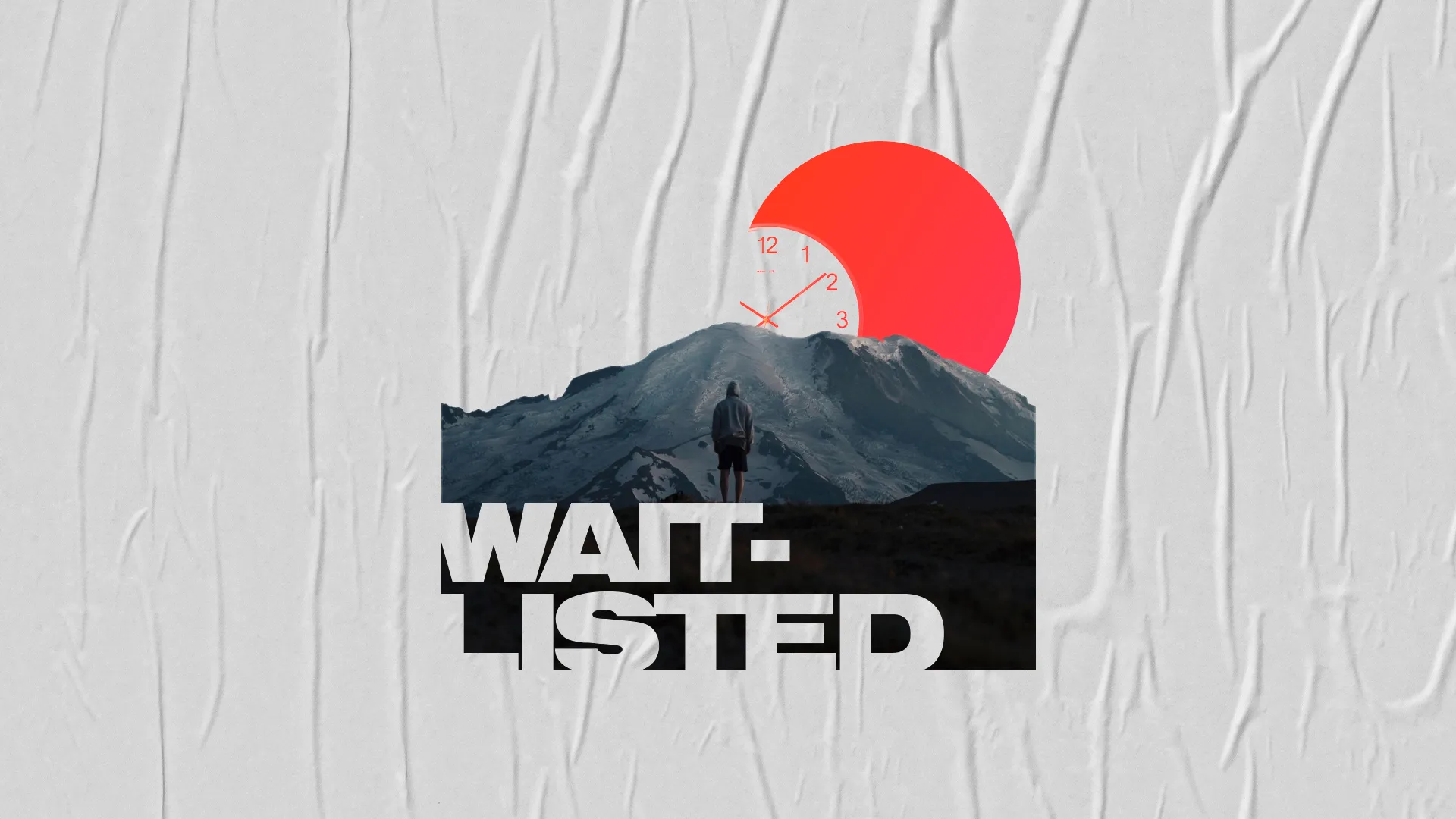 Mountains under a red sun, a figure stands in reflection, symbolizing patience and faith in God's timing.