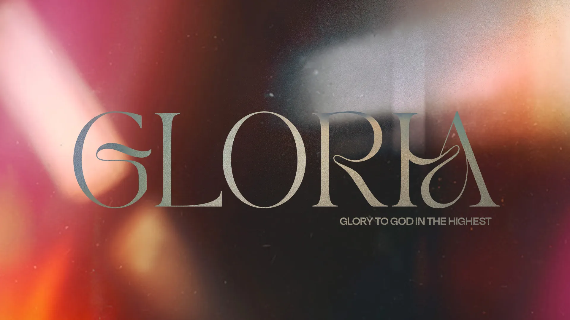 "Elegant text 'GLORY' with the phrase 'Glory to God in the Highest,' set against a warm, vibrant background."