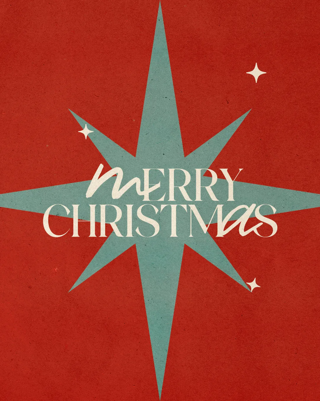 Merry Christmas text adorned with a large star on a red background, symbolizing hope and celebration of faith.