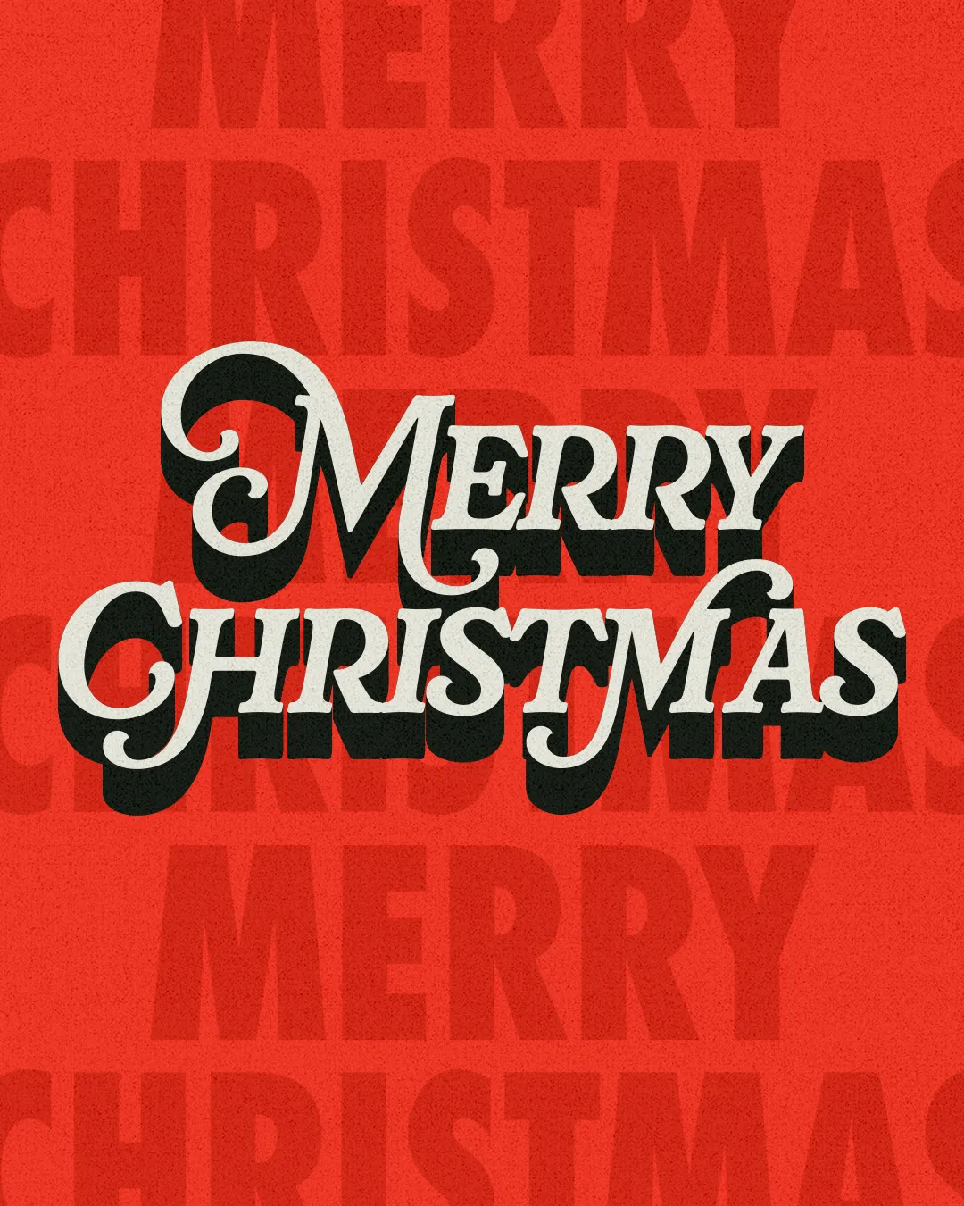 Bold "Merry Christmas" text on a vibrant red background, celebrating the joy and spirit of the holiday season.