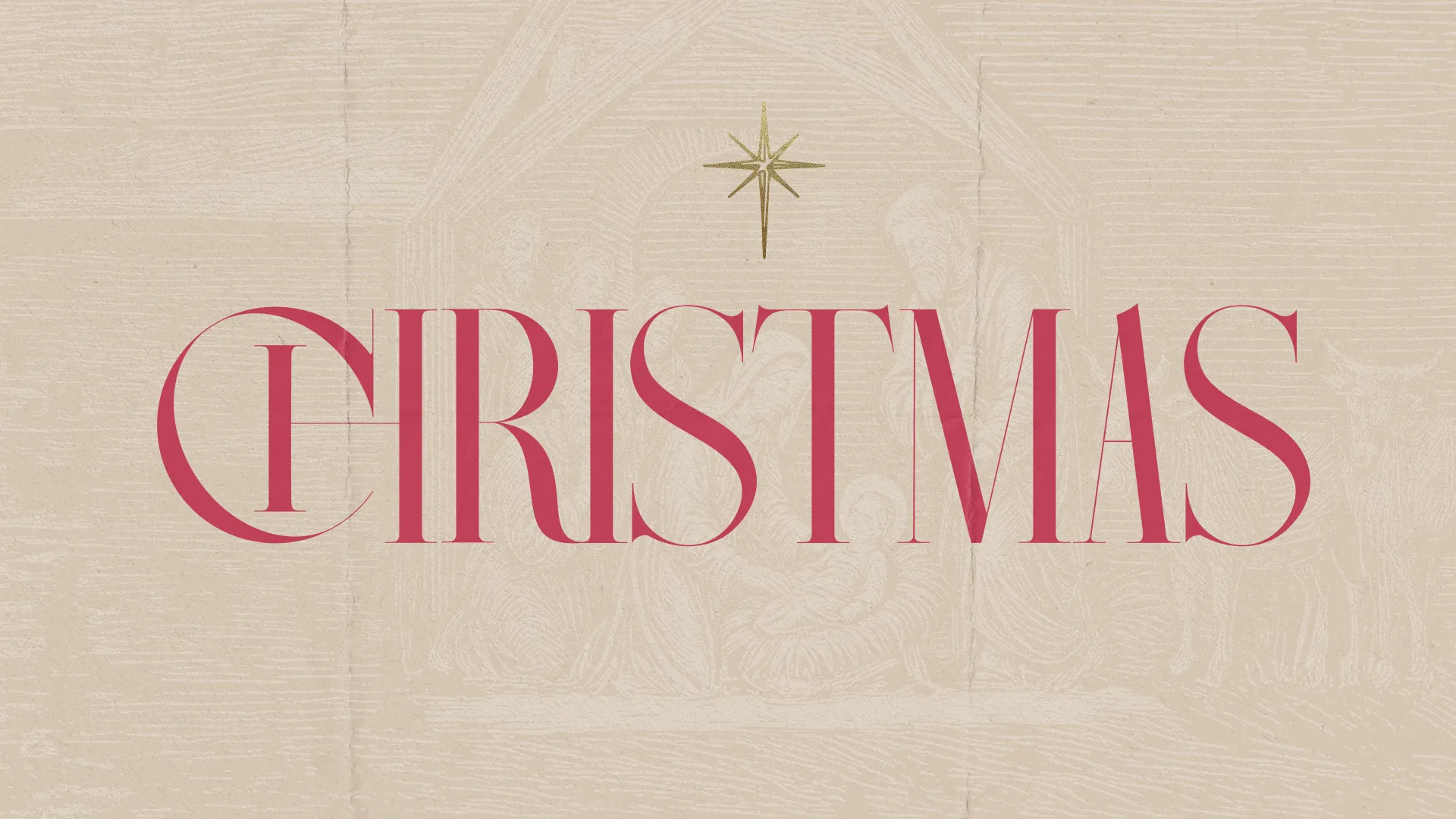 Christmas event announcement featuring elegant text and a star symbol, inviting community celebration and worship.