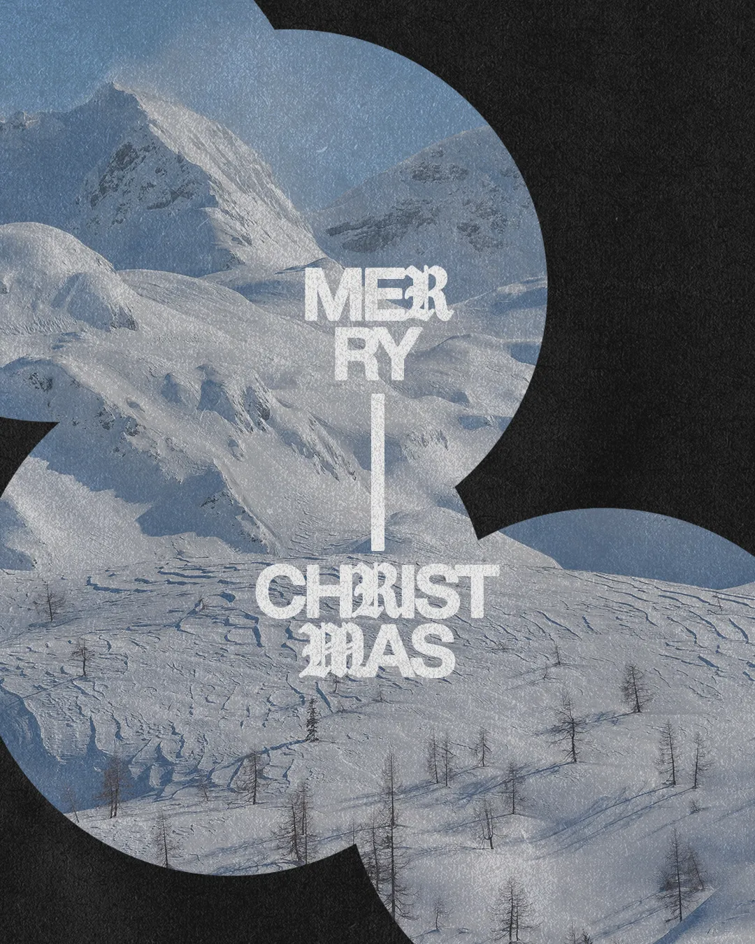 Snowy mountains with "Merry Christmas" text, evoking themes of peace, joy, and the spirit of the holiday season.