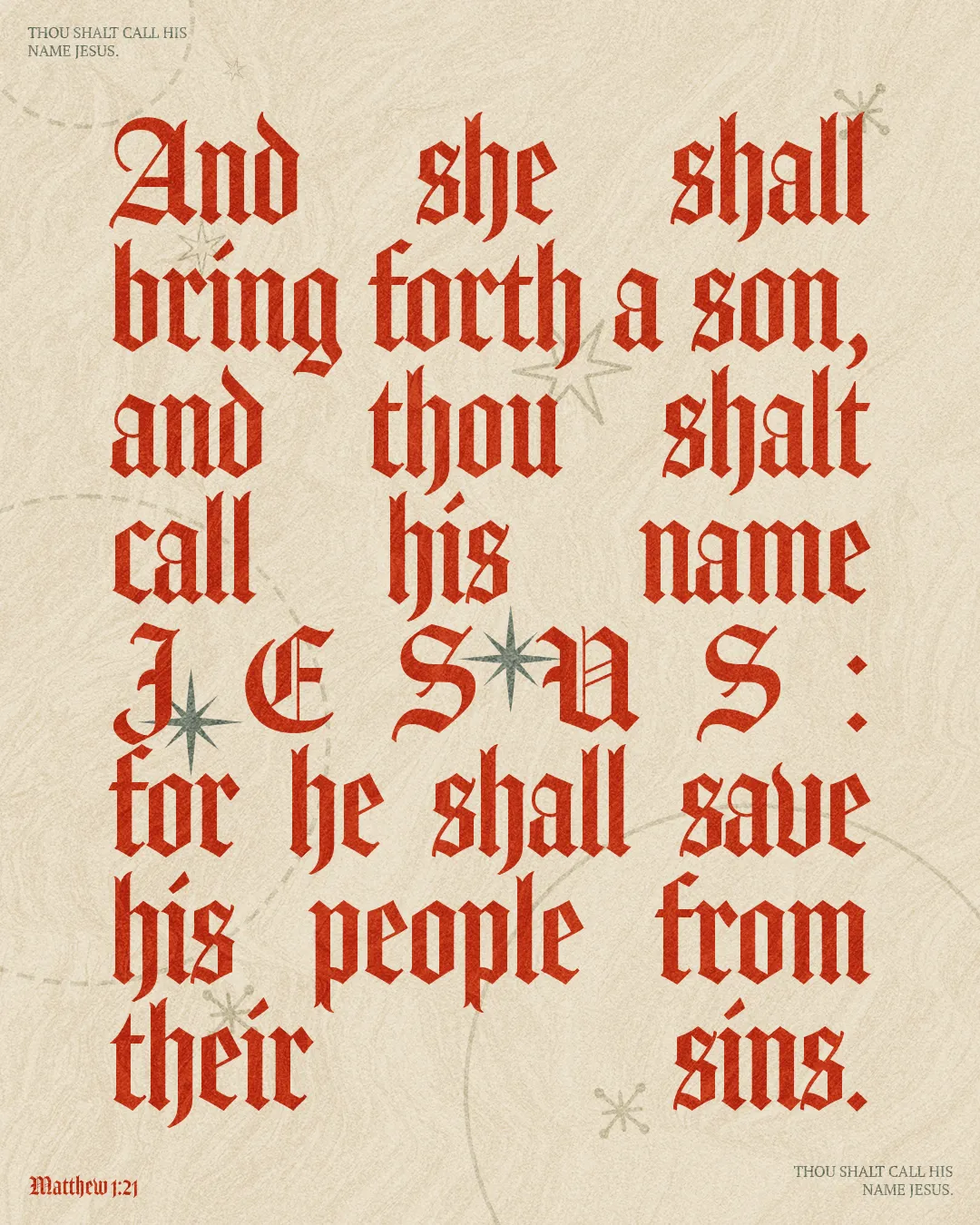 "Scripture from Matthew 1:21 emphasizes Jesus' birth and His mission to save humanity from sin."