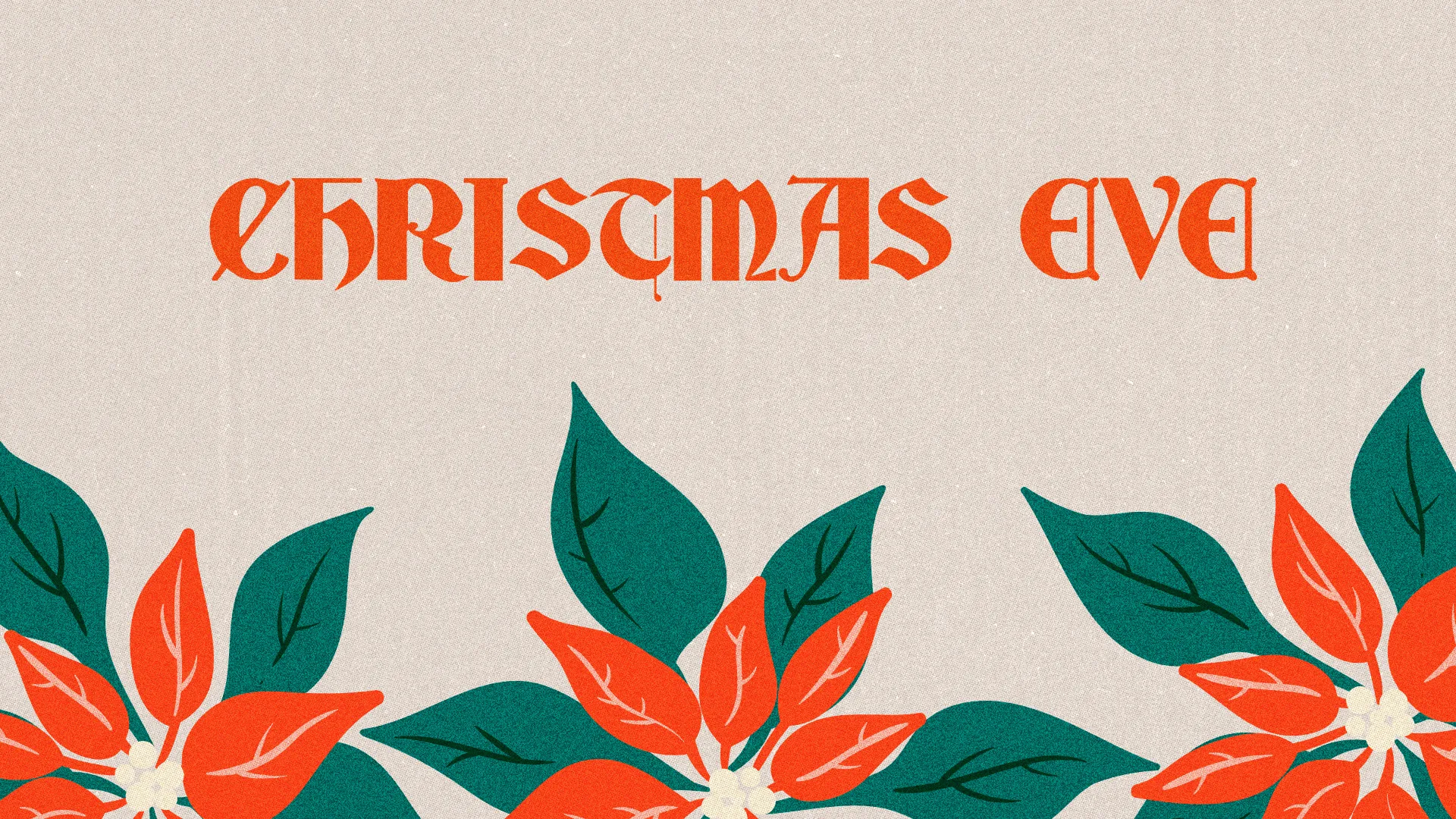 "Christmas Eve celebration at church, adorned with vibrant red flowers and green leaves, symbolizing joy and community."