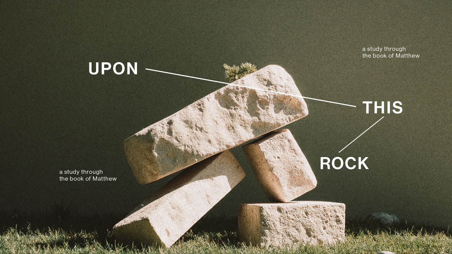 "Stacked stones symbolize faith, stability, and the foundation of Christ, highlighting a study of the book of Matthew."