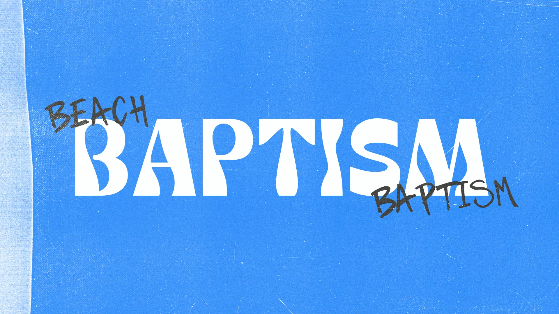 Beach Baptism announcement highlighting date and time, symbolizing faith and community celebration.