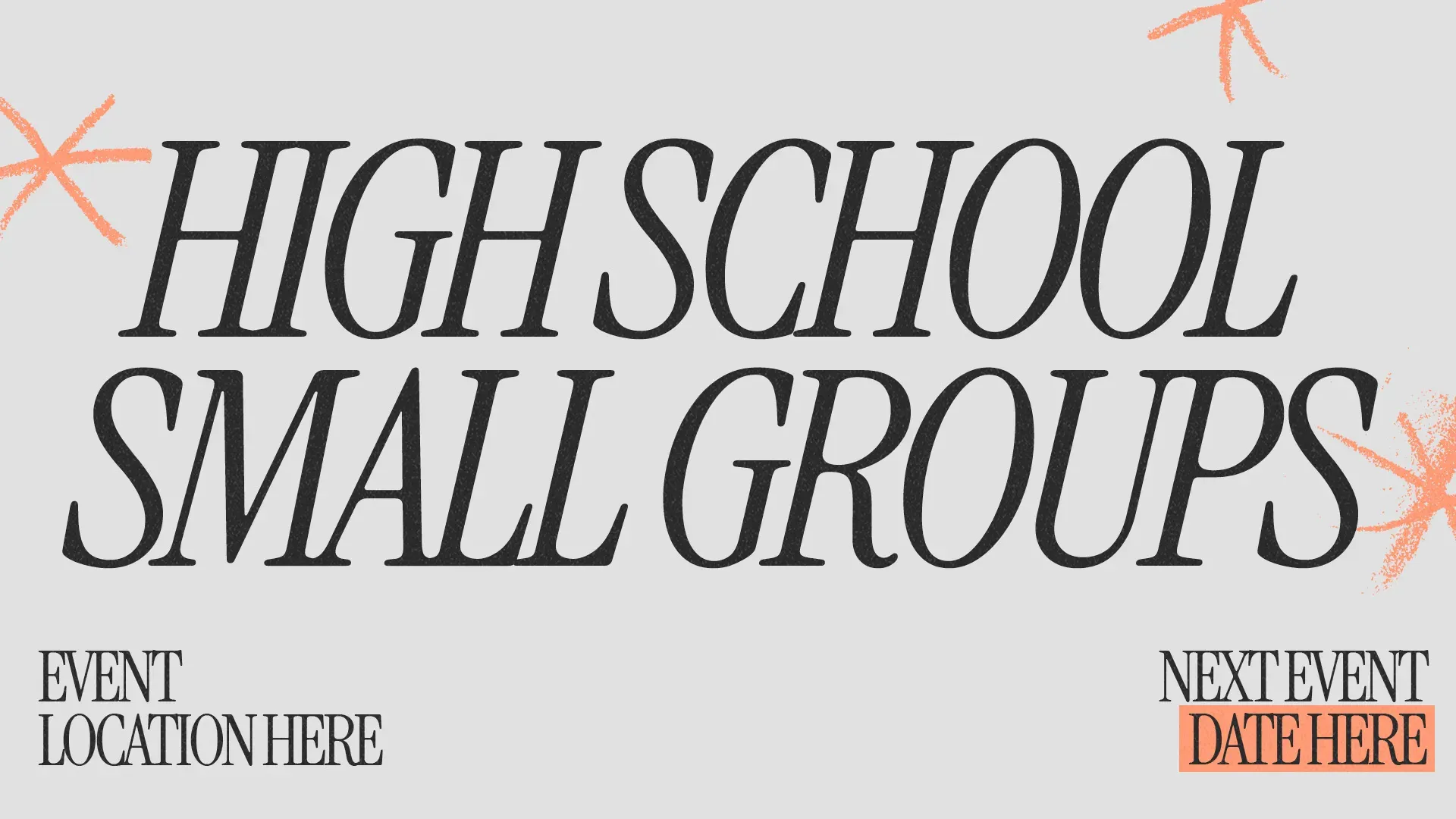 High school small groups event announcement with details for location and date, fostering community and faith.