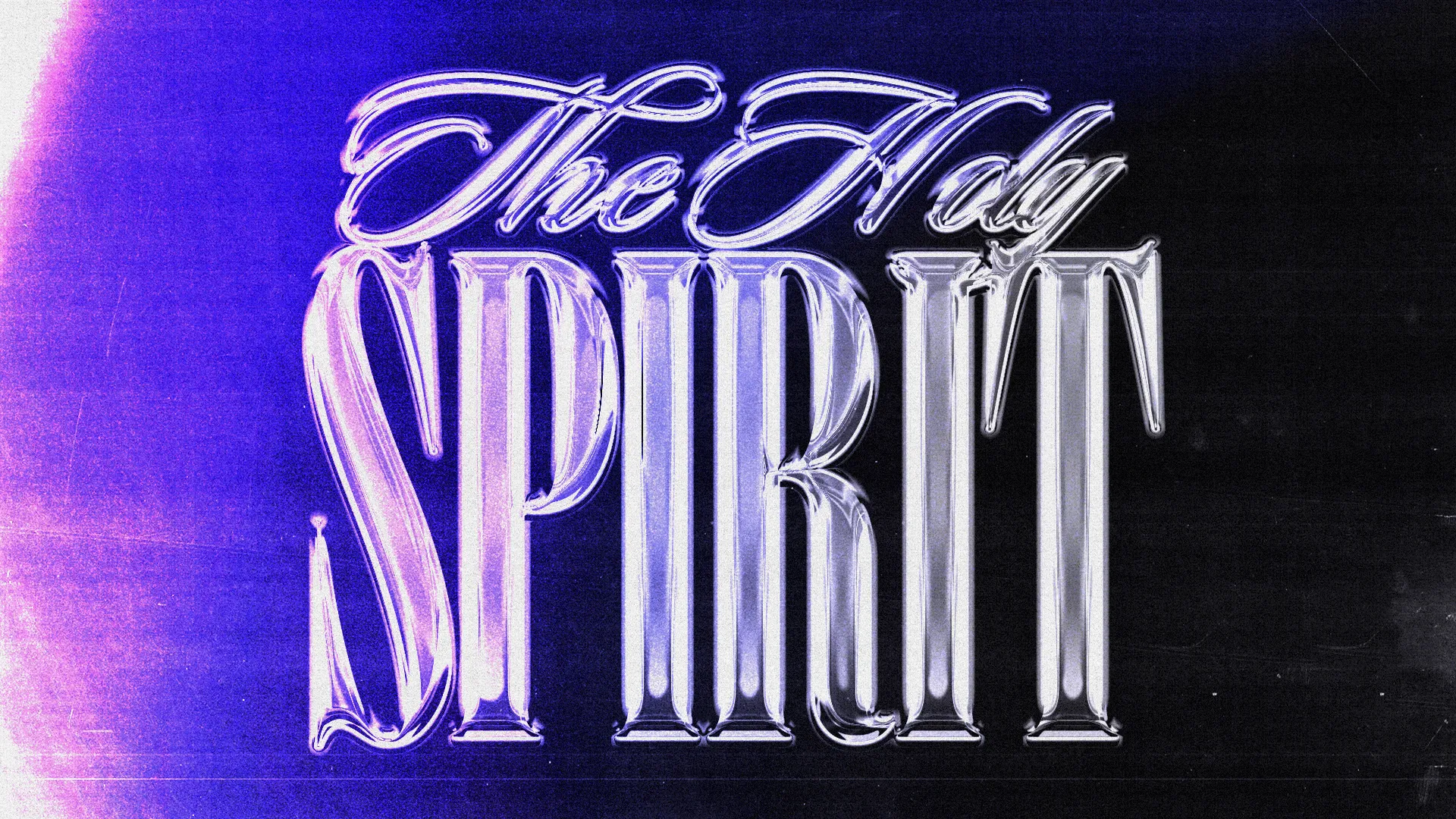 The Holy Spirit in elegant, glowing text against a dark, vibrant background, symbolizing divine presence and faith.