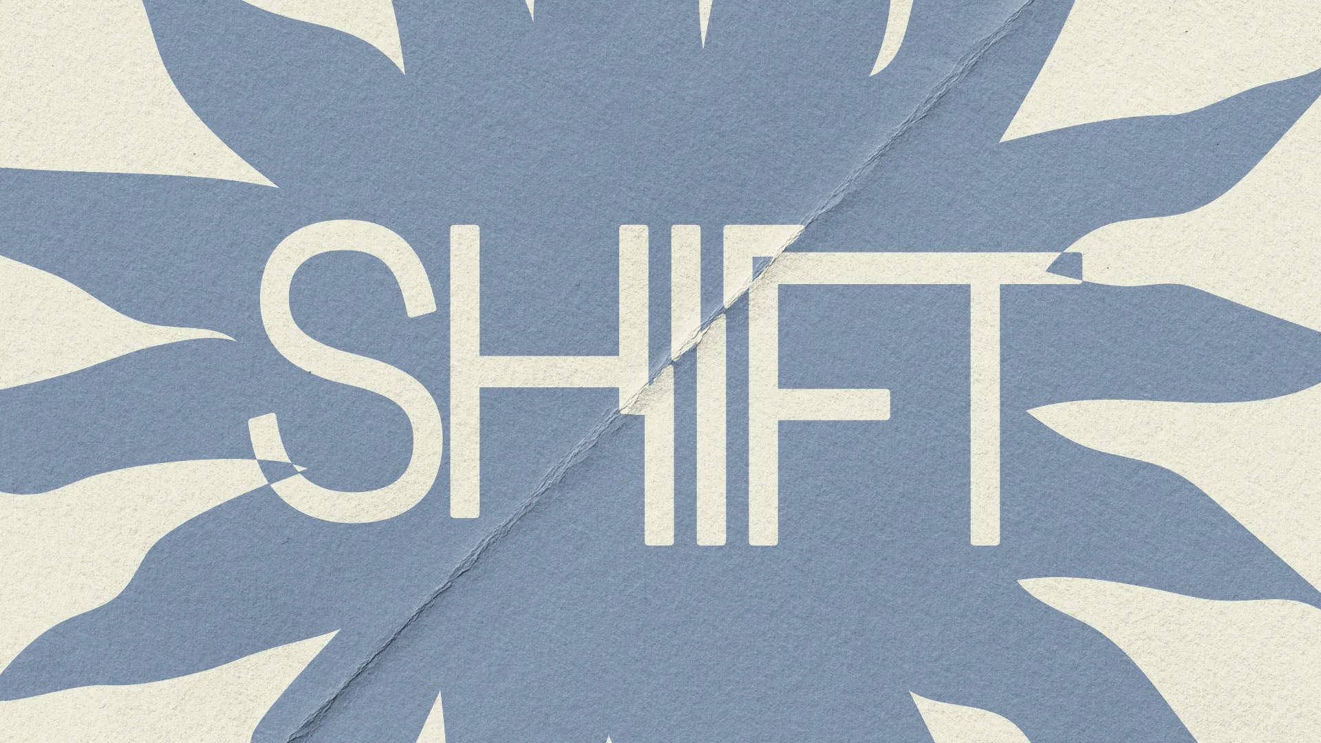 Bold text "SHIFT" surrounded by a sunburst design, symbolizing transformation and renewal in faith and community.