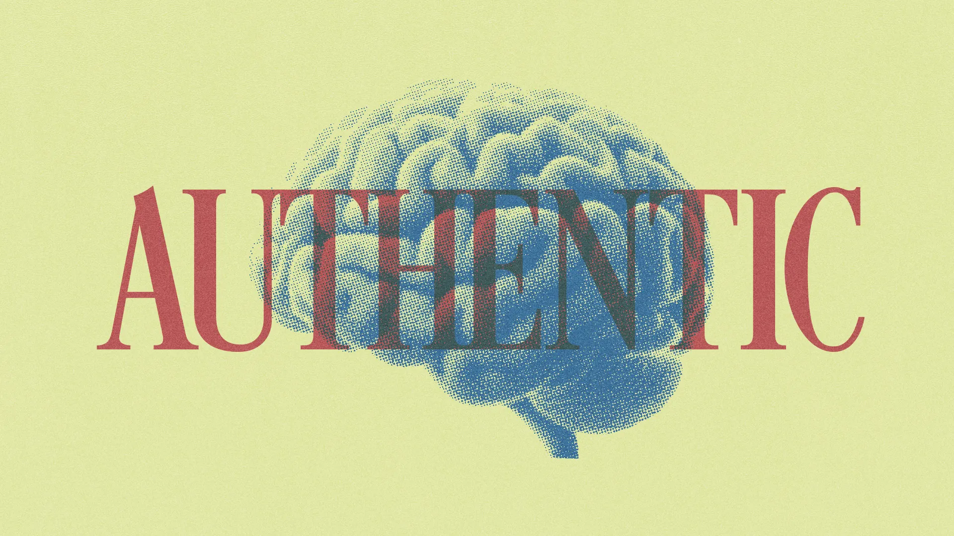 Bold text "AUTHENTIC" overlays a stylized brain, symbolizing faith, wisdom, and the journey of spiritual growth.