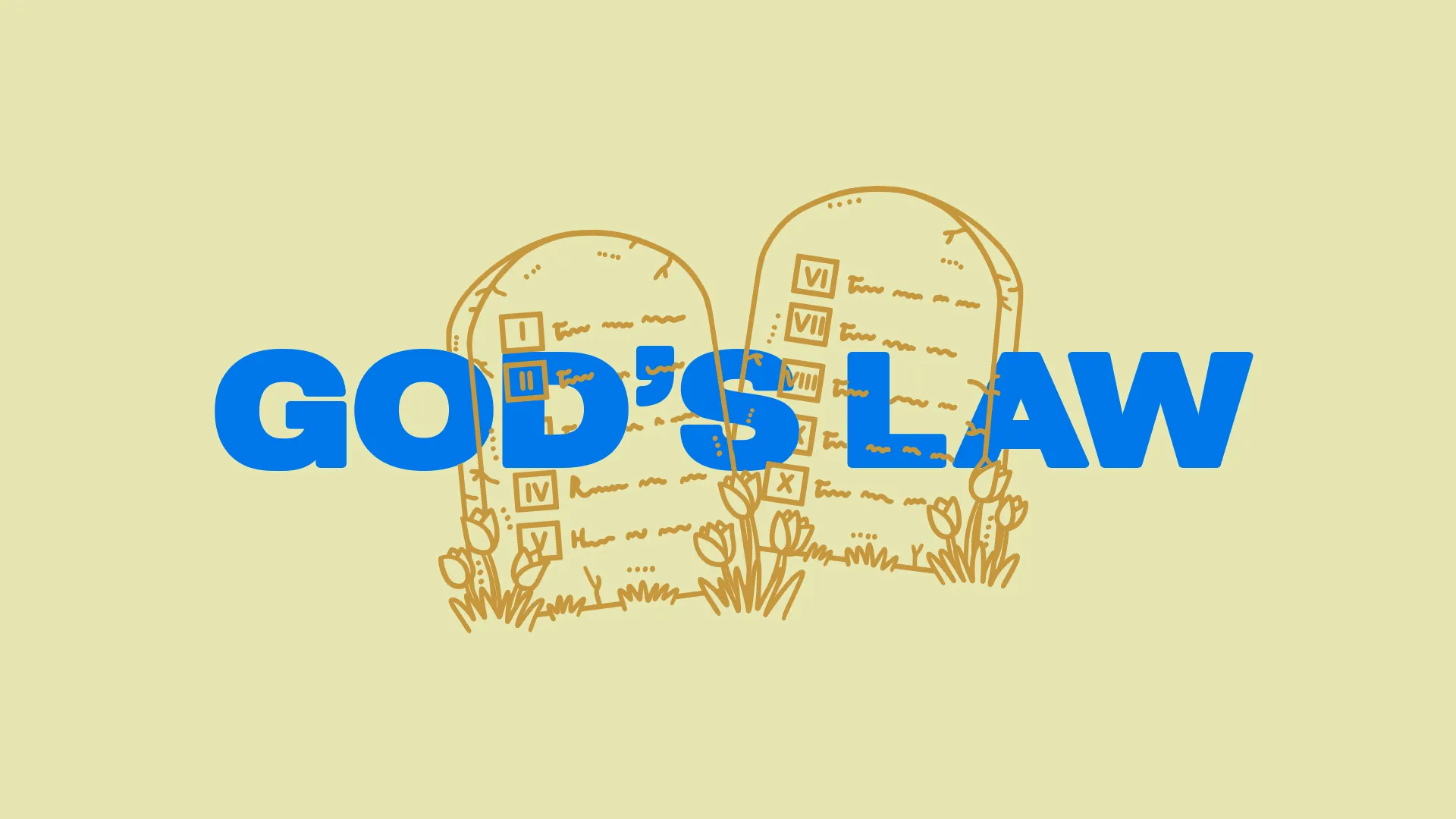 Two stone tablets with the text "God's Law" prominently displayed, symbolizing biblical commandments and faith.