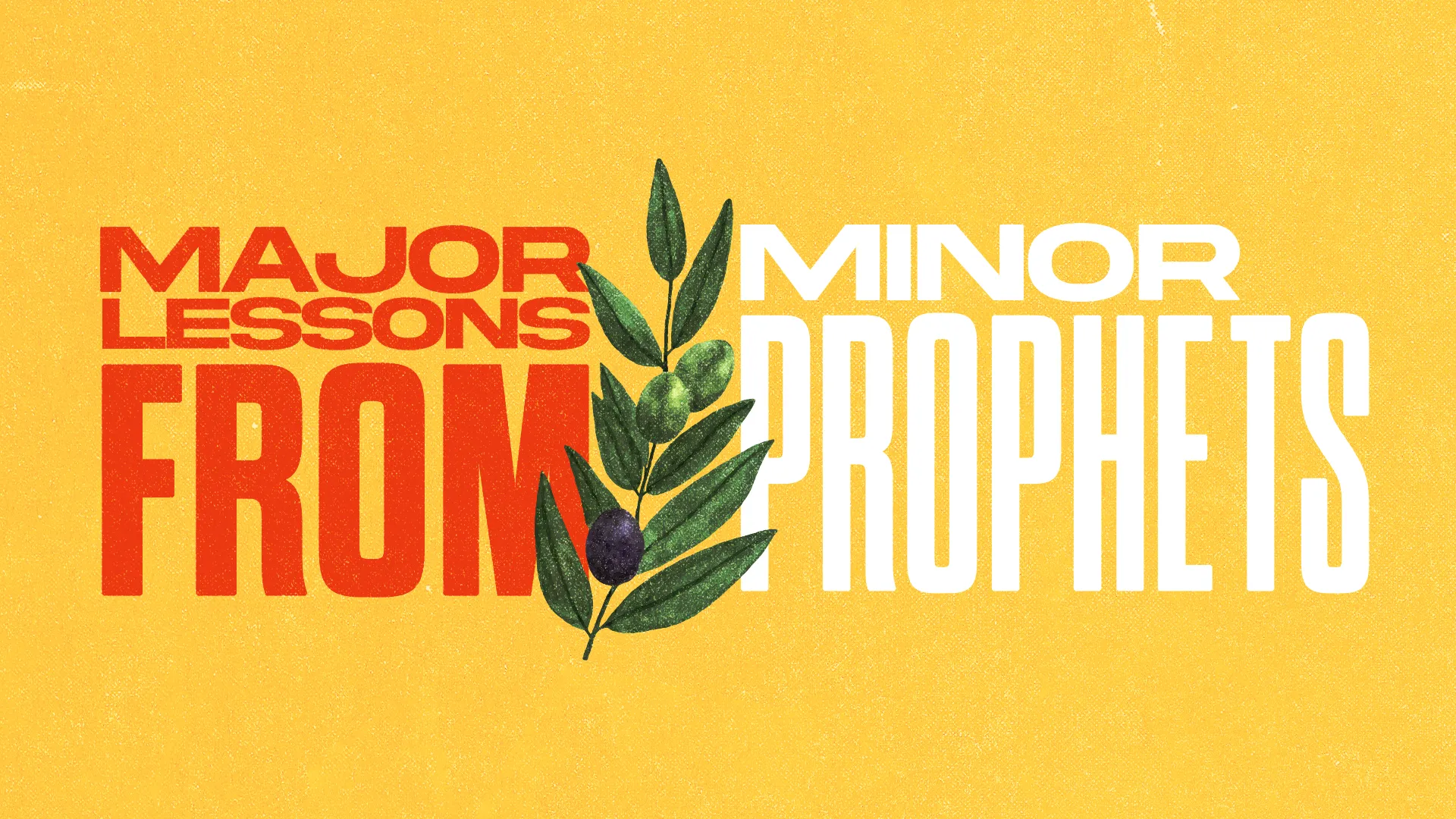 Major lessons from Minor Prophets highlighted with olive branch imagery on a vibrant yellow background.