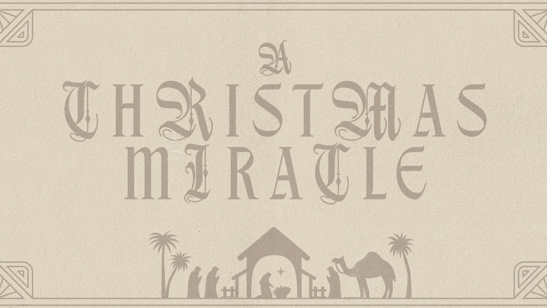 "Nativity scene with palm trees, depicting the miracle of Christmas and the birth of Jesus."