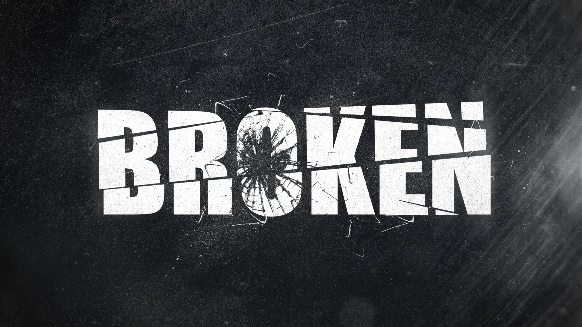 The word "BROKEN" appears in bold, fragmented letters against a dark background, symbolizing healing and redemption in faith.