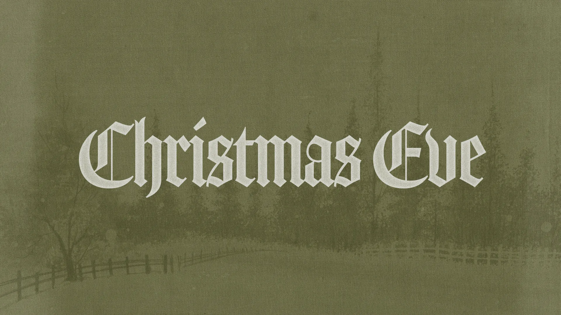 "Christmas Eve celebration invitation with a serene winter backdrop, emphasizing community and faith."
