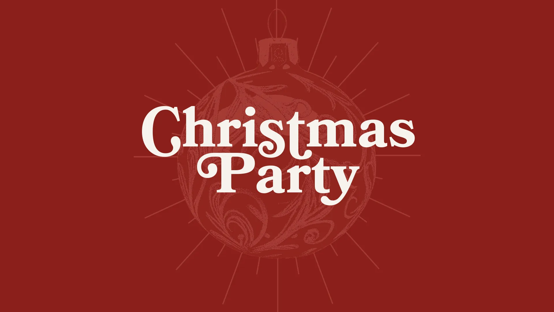 Christmas party invitation featuring a festive ornament design, emphasizing community and celebration of faith.