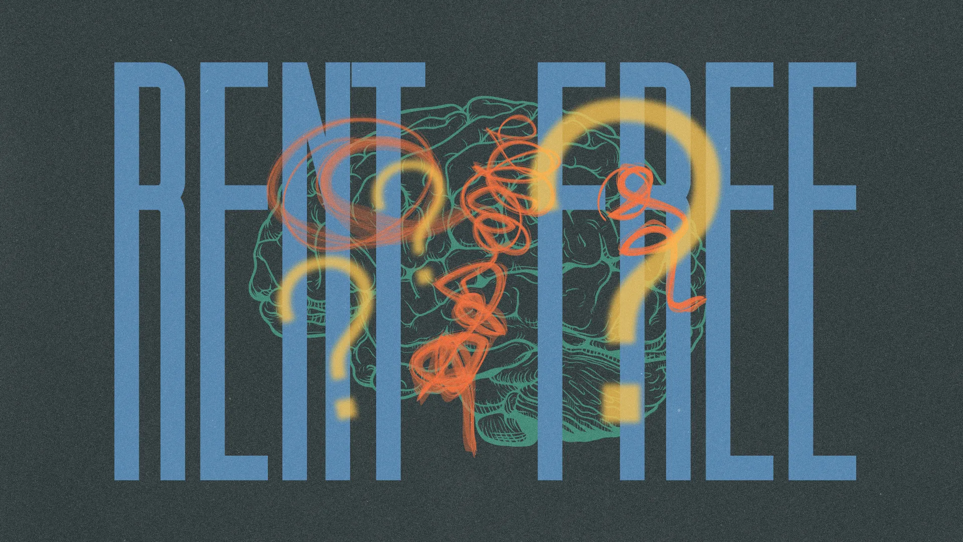 "Thought-provoking design featuring 'RENT FREE' text, symbolizing mental freedom and spiritual reflection."