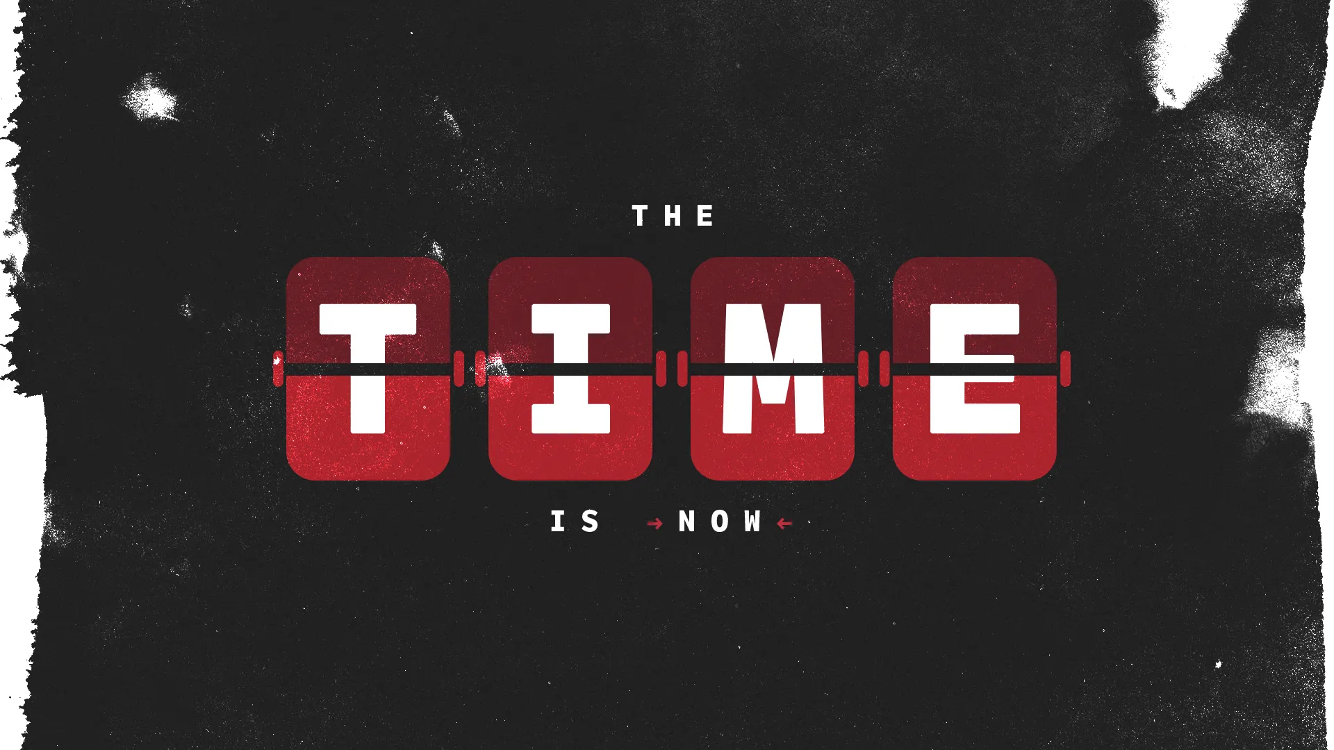"Bold text declares 'THE TIME IS NOW' against a dark backdrop, emphasizing urgency in faith and community action."