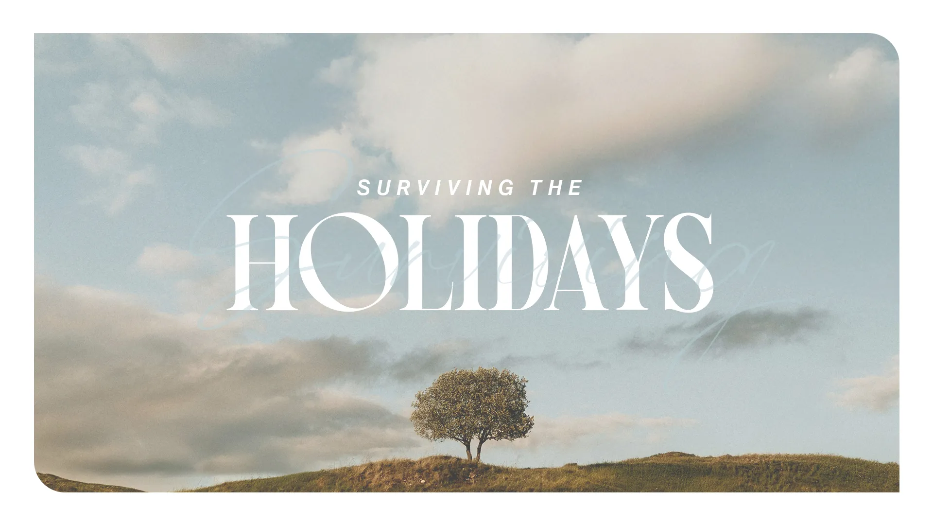 "Serene landscape with a solitary tree under a gentle sky, highlighting themes of hope and resilience during the holidays."