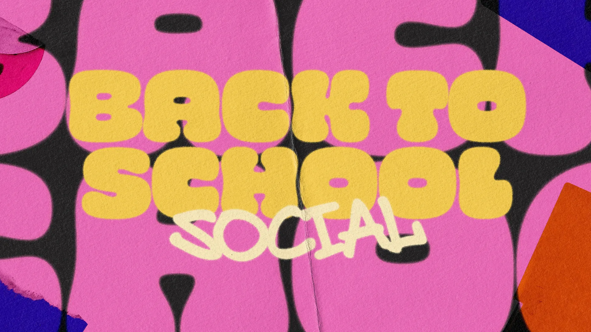 Back to School Social event graphic with colorful abstract background.