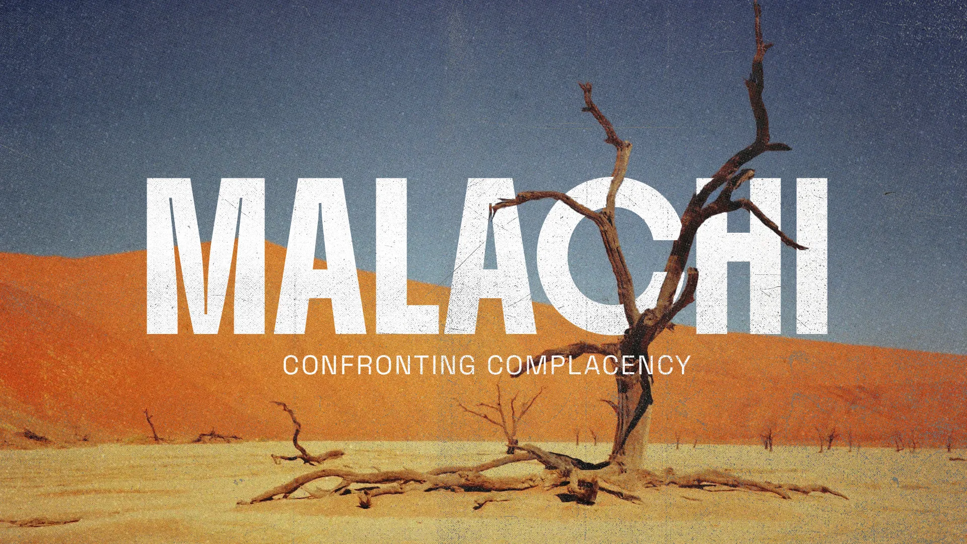 Desolate landscape with a barren tree, emphasizing themes of spiritual renewal and confronting complacency in faith.