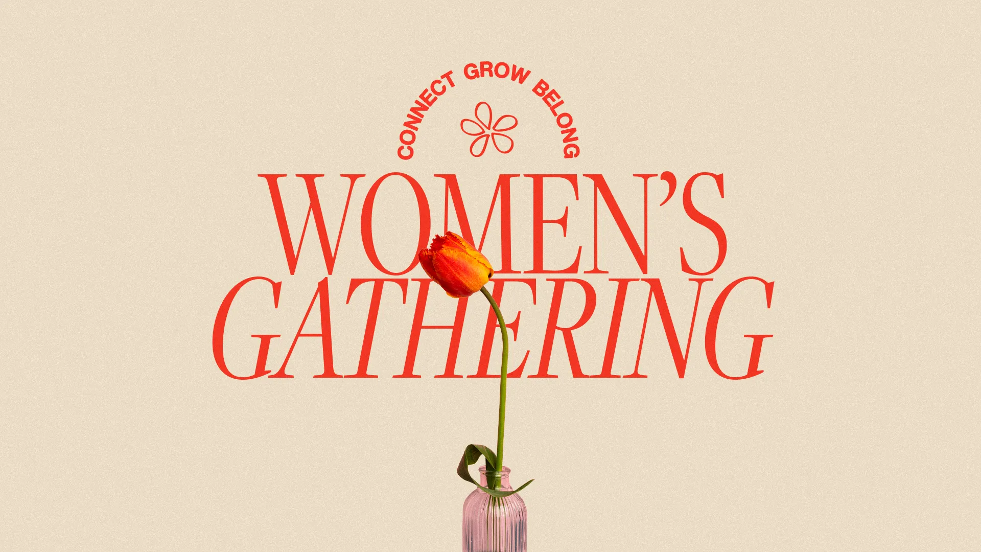Women's Gathering with a blooming flower symbolizes community, connection, and spiritual growth in faith.