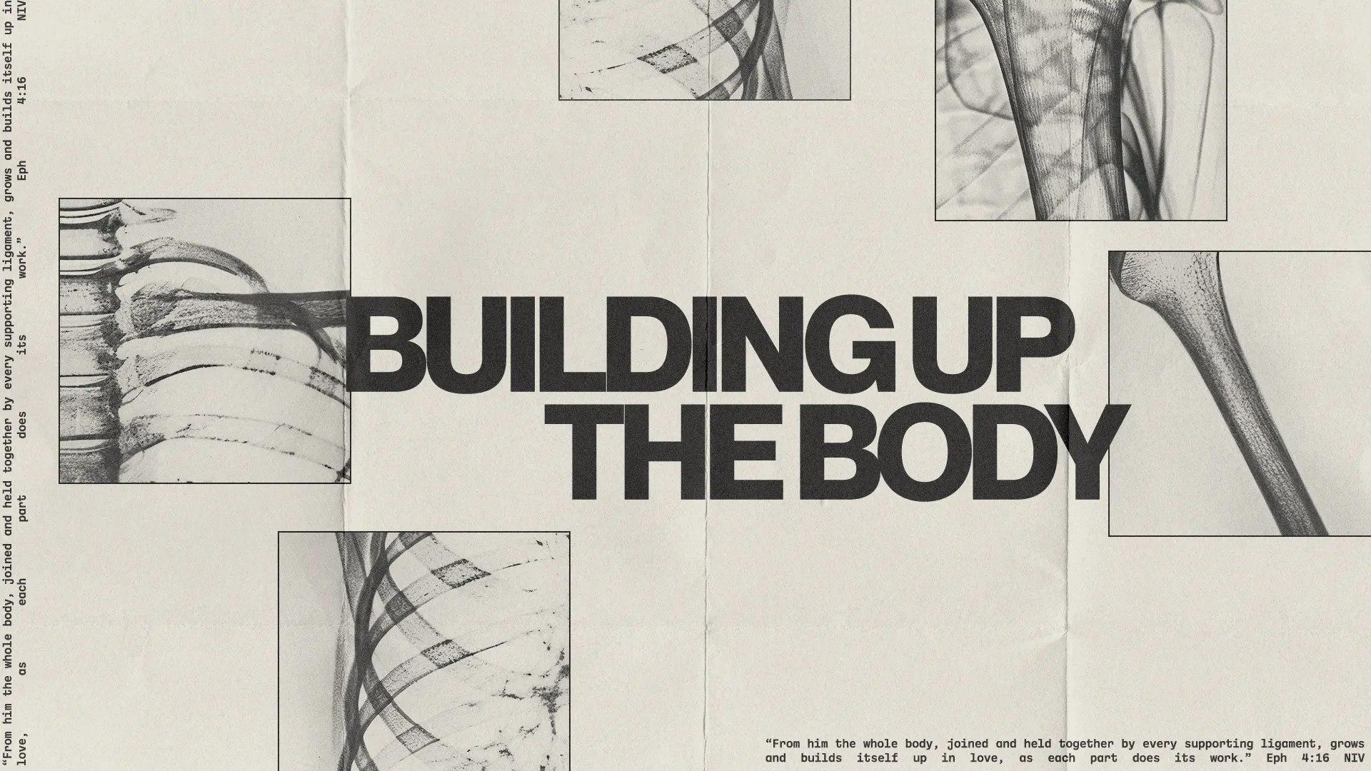 "Building up the body" emphasizes community and faith, highlighting biblical themes of unity and spiritual growth.