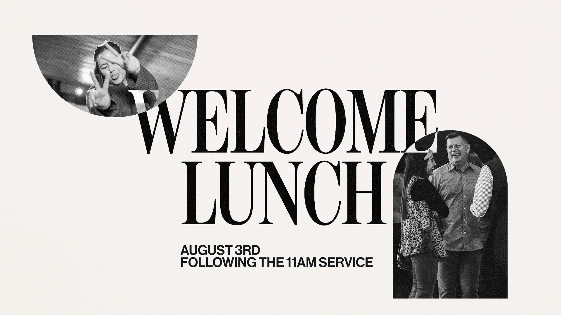 Welcoming community gathering for lunch after the 11 AM service on August 3rd, celebrating fellowship and faith.