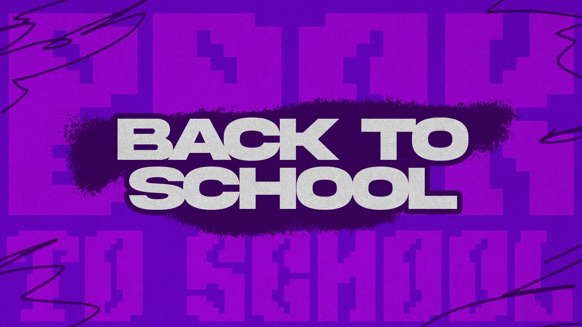 Bold "Back to School" text on vibrant purple background, suggesting a fresh start for youth ministry activities.