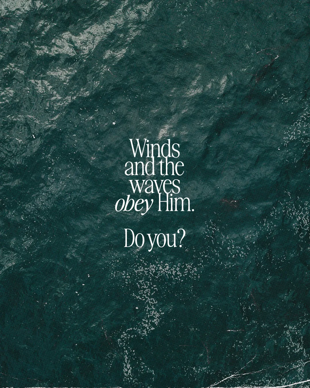 Waves and water symbolize obedience to God, inviting reflection on faith and personal commitment.