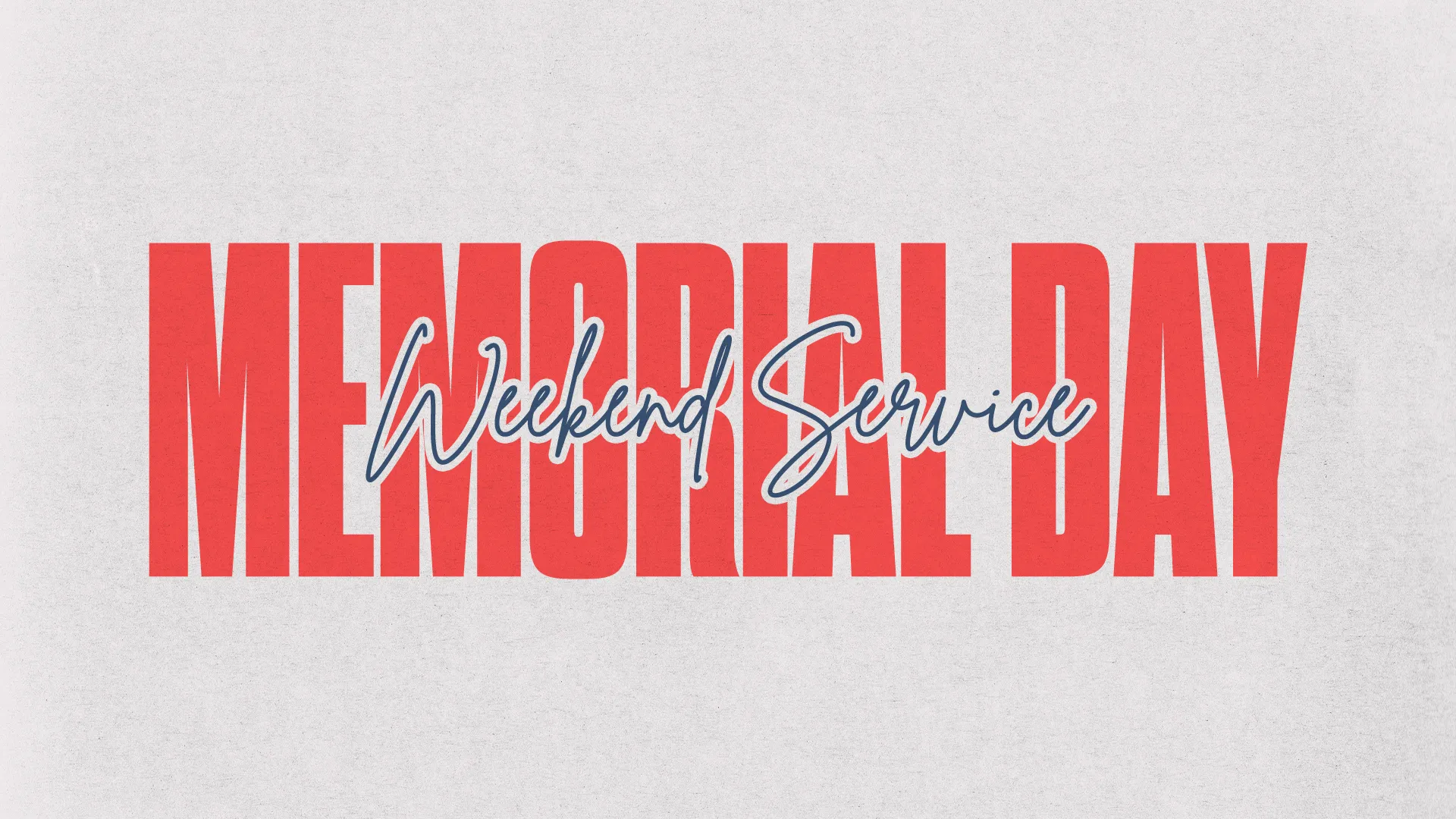 Elevate your church's Memorial Day services with this vibrant and engaging graphic. Perfect for promoting a special weekend service, its modern design blends bold red text with elegant script, making it stand out in any digital or printed media campaign.