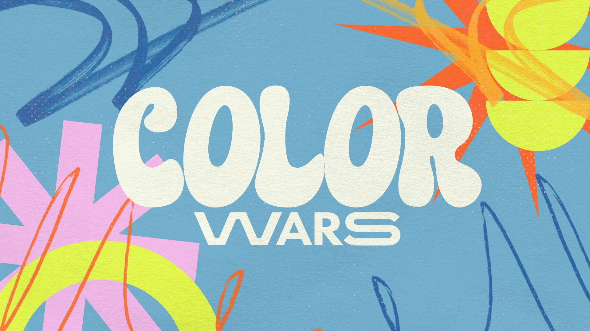 Vibrant graphic with the text "COLOR WARS," symbolizing community, unity, and joyful engagement in faith activities.