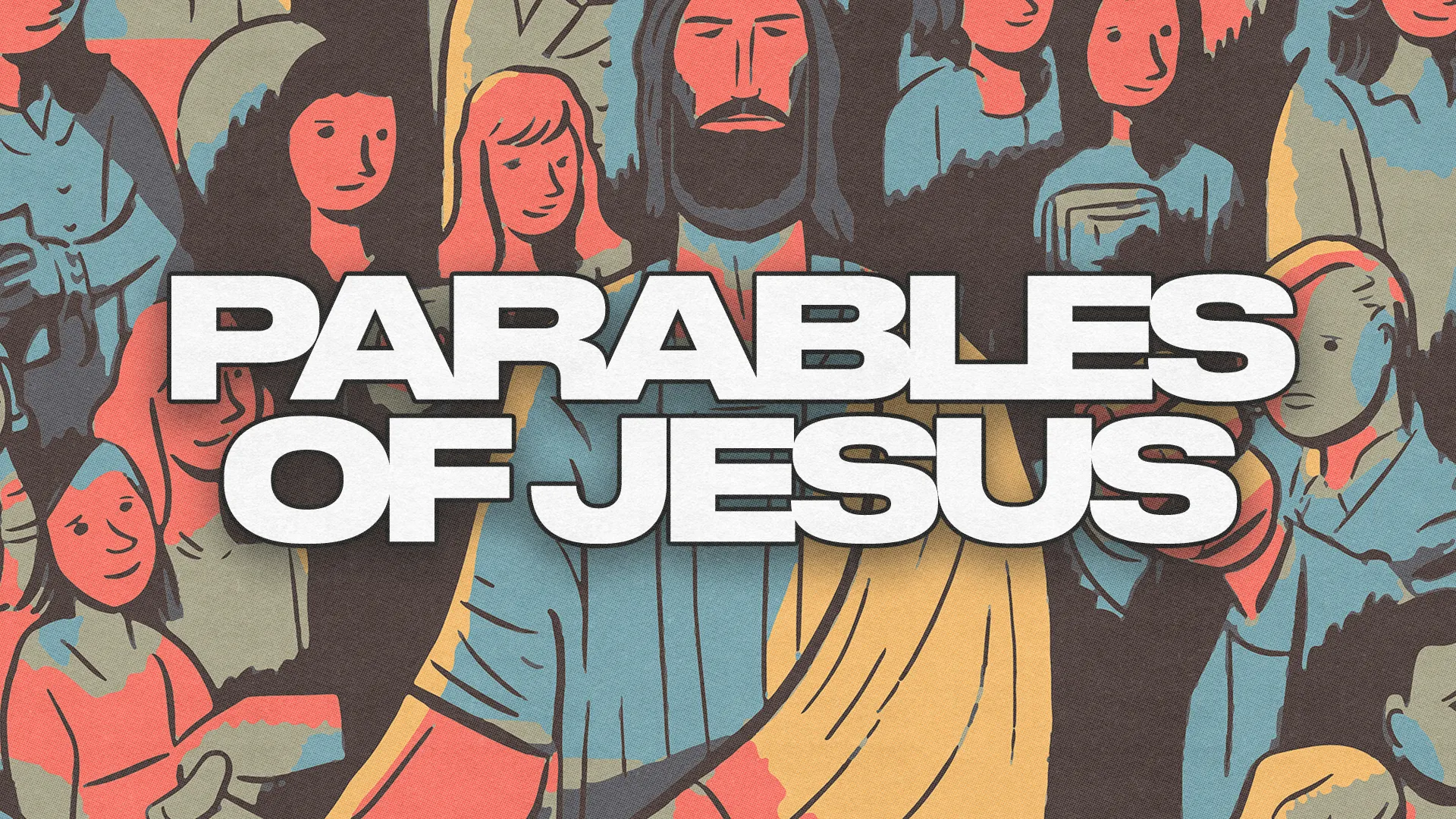 Jesus teaching parables to a diverse crowd, highlighting community, faith, and biblical storytelling.
