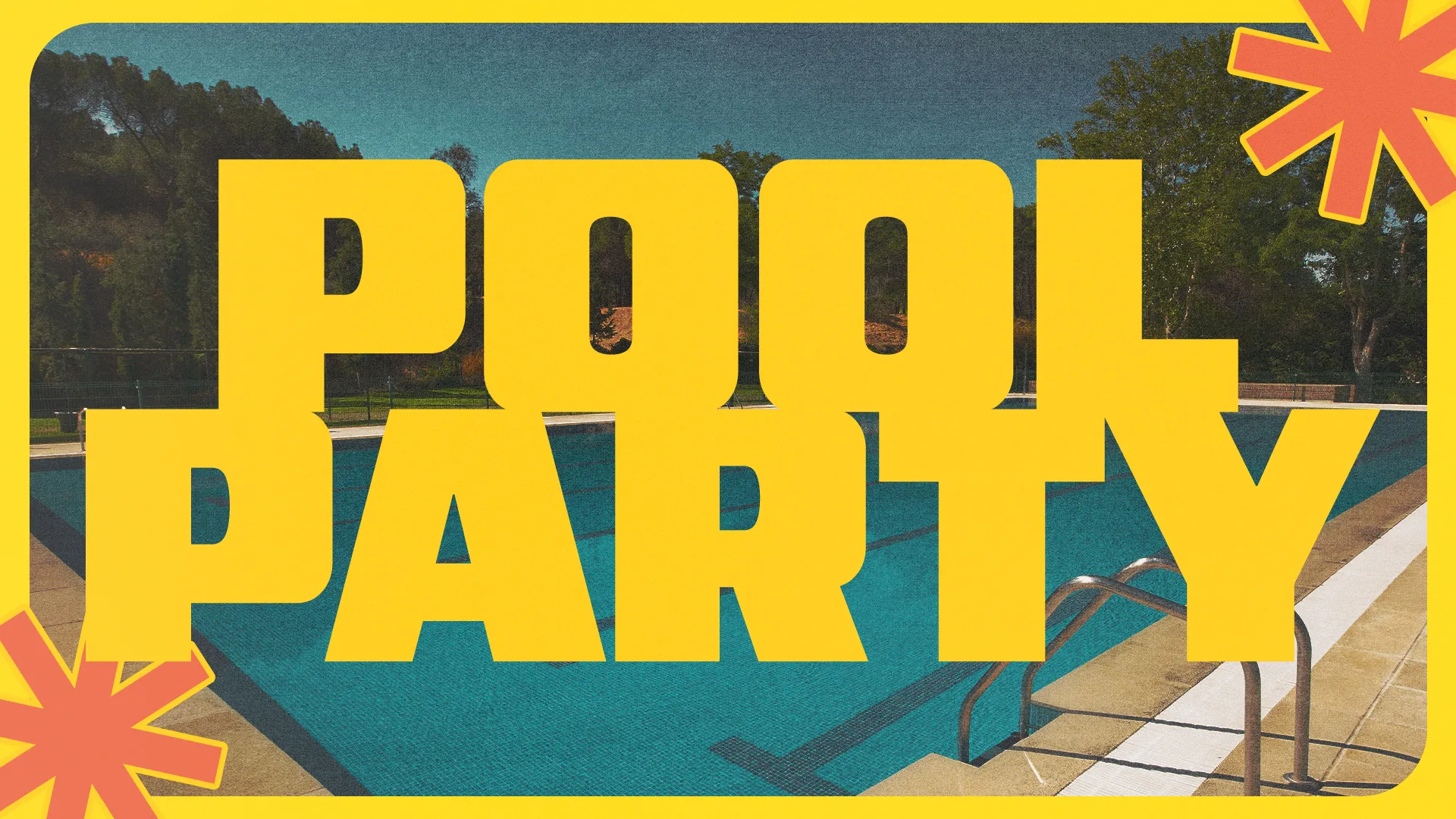 Community gathering at a pool party, inviting fellowship and fun in a vibrant, sunny atmosphere.