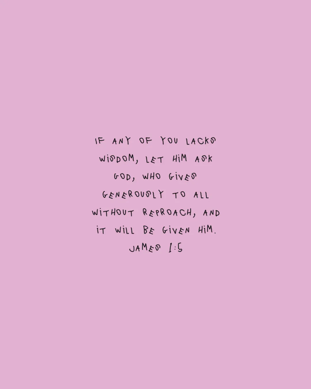 Grunge-style church media featuring handwritten James 1:5 scripture about asking God for wisdom on soft pink background