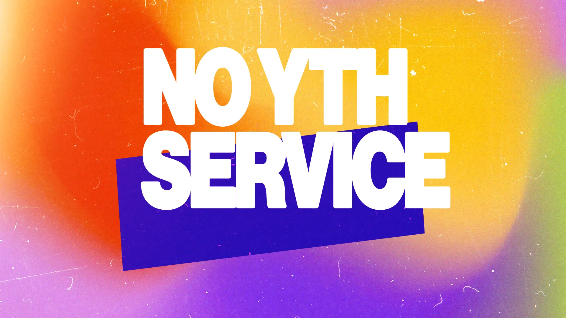 Colorful graphic with bold white text "YOUTH SERVICE" on a vibrant multicolored background featuring orange, yellow, green, and purple hues.