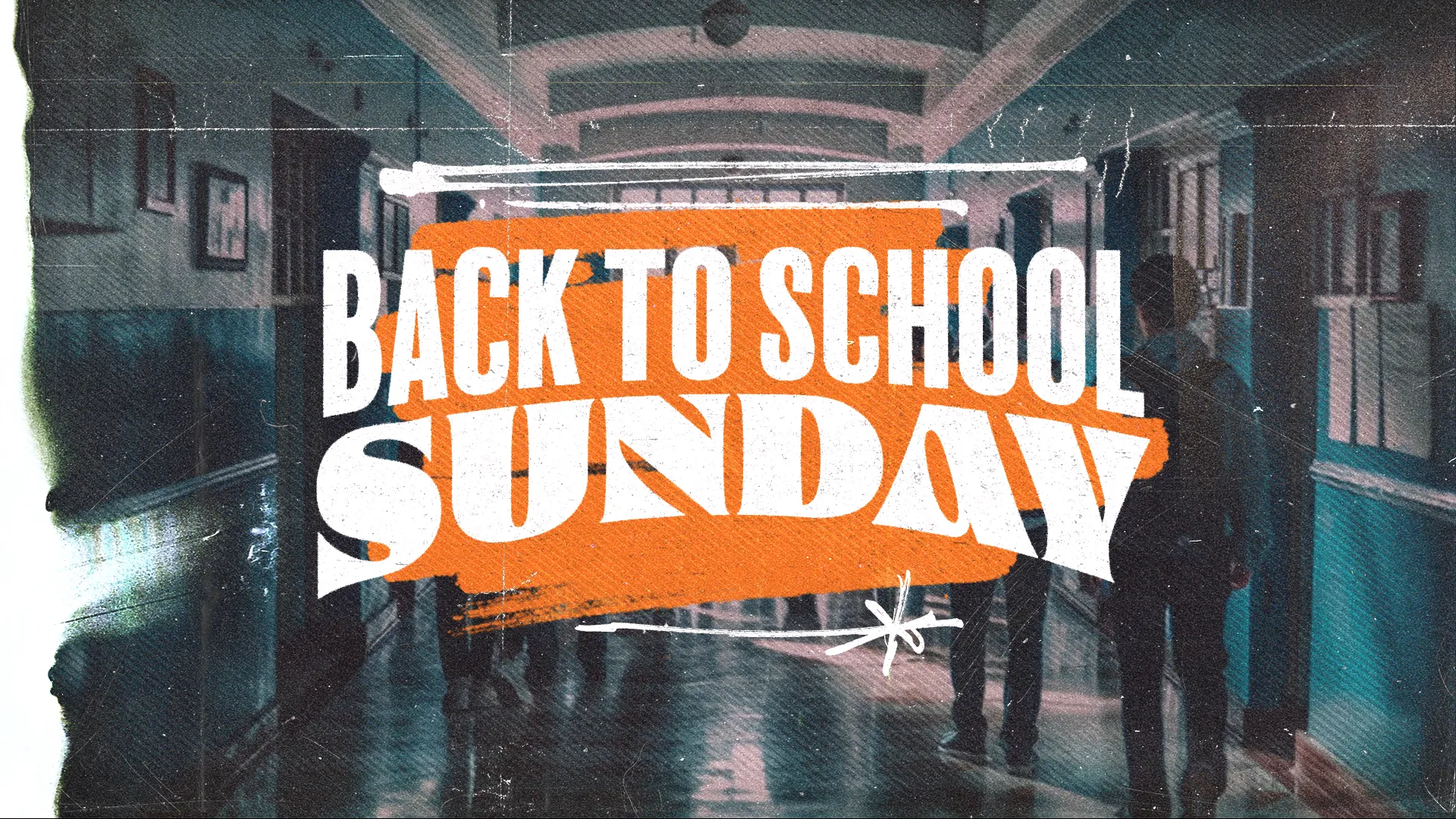 This dynamic "Back to School Sunday" event graphic is perfect for engaging families and students as they prepare for the new school year. The edgy and textured design makes it stand out and resonate with the audience.