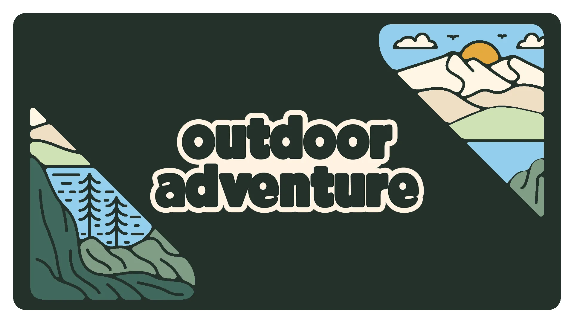 This "Outdoor Adventure" event graphic is ideal for promoting church activities that connect with nature and outdoor exploration. Its retro, clean design style makes it appealing for a wide range of audiences.
