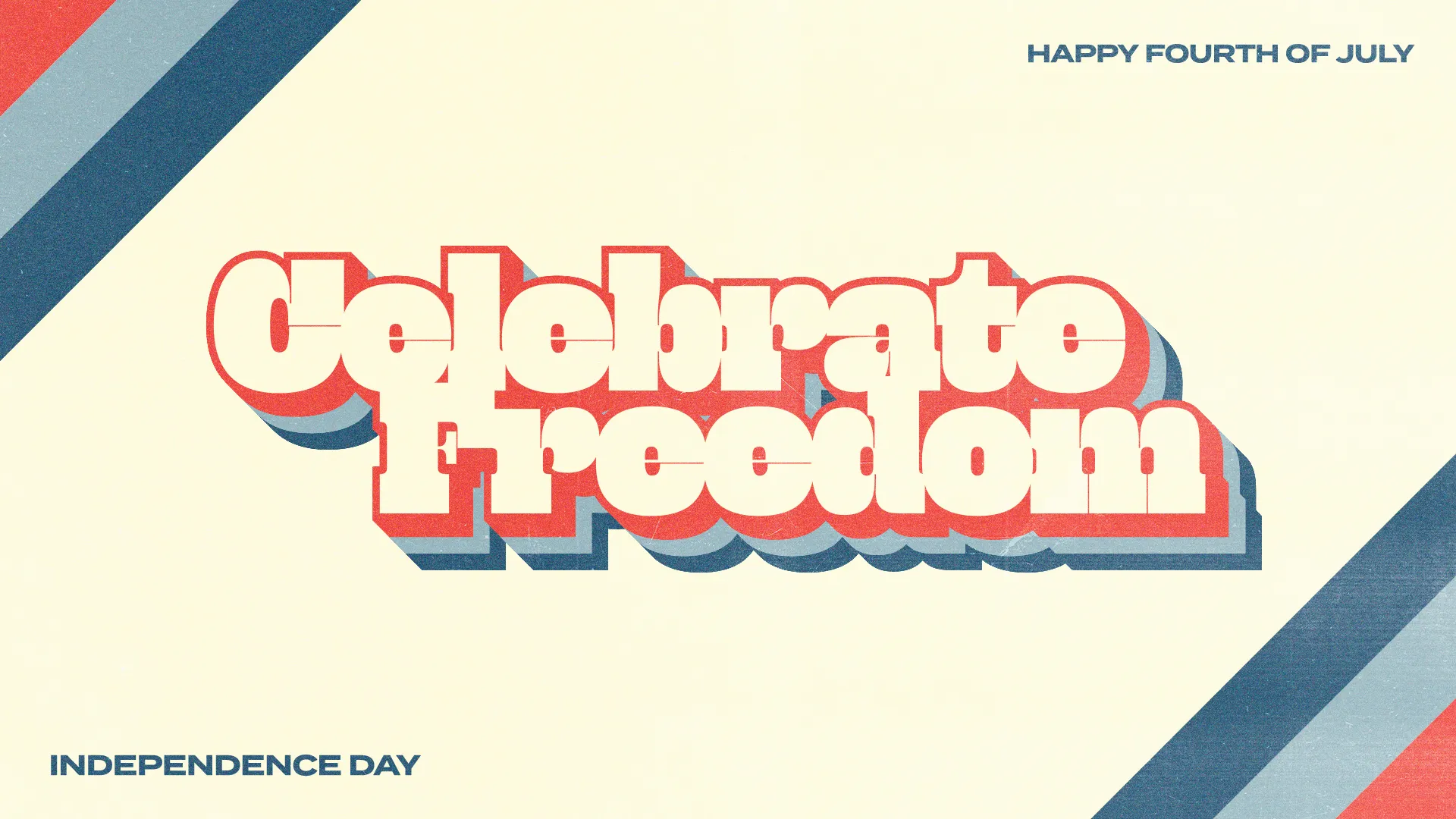 This retro "Celebrate Freedom" event graphic is perfect for your church's Independence Day celebration. The nostalgic design with bold typography and classic red, white, and blue colors brings a unique and memorable feel to your event promotions.