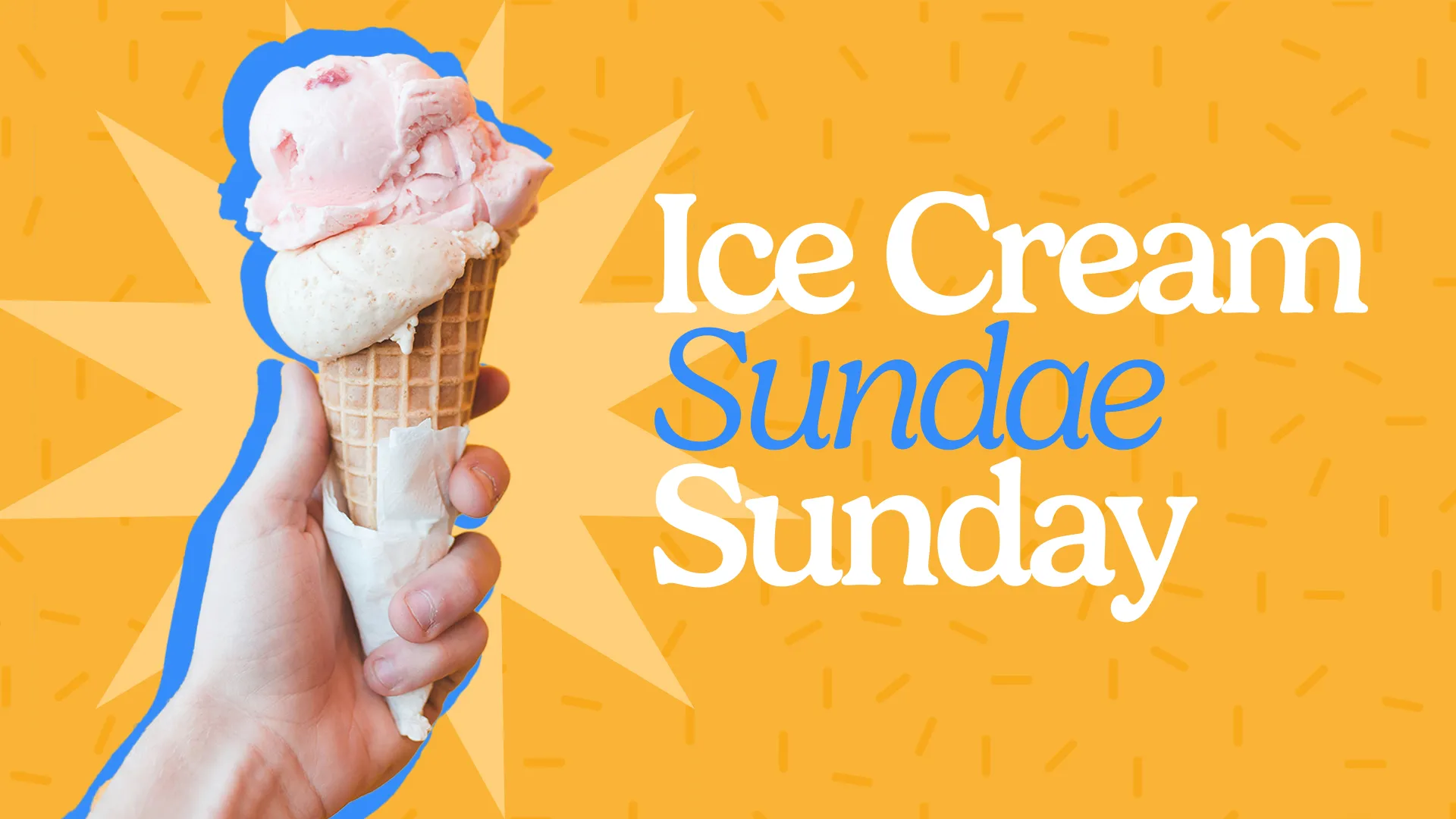 This "Ice Cream Sundae Sunday" template features a playful and vibrant design, perfect for promoting fun and engaging church events. The bright colors and cheerful imagery create an inviting atmosphere, ideal for family-friendly gatherings.
